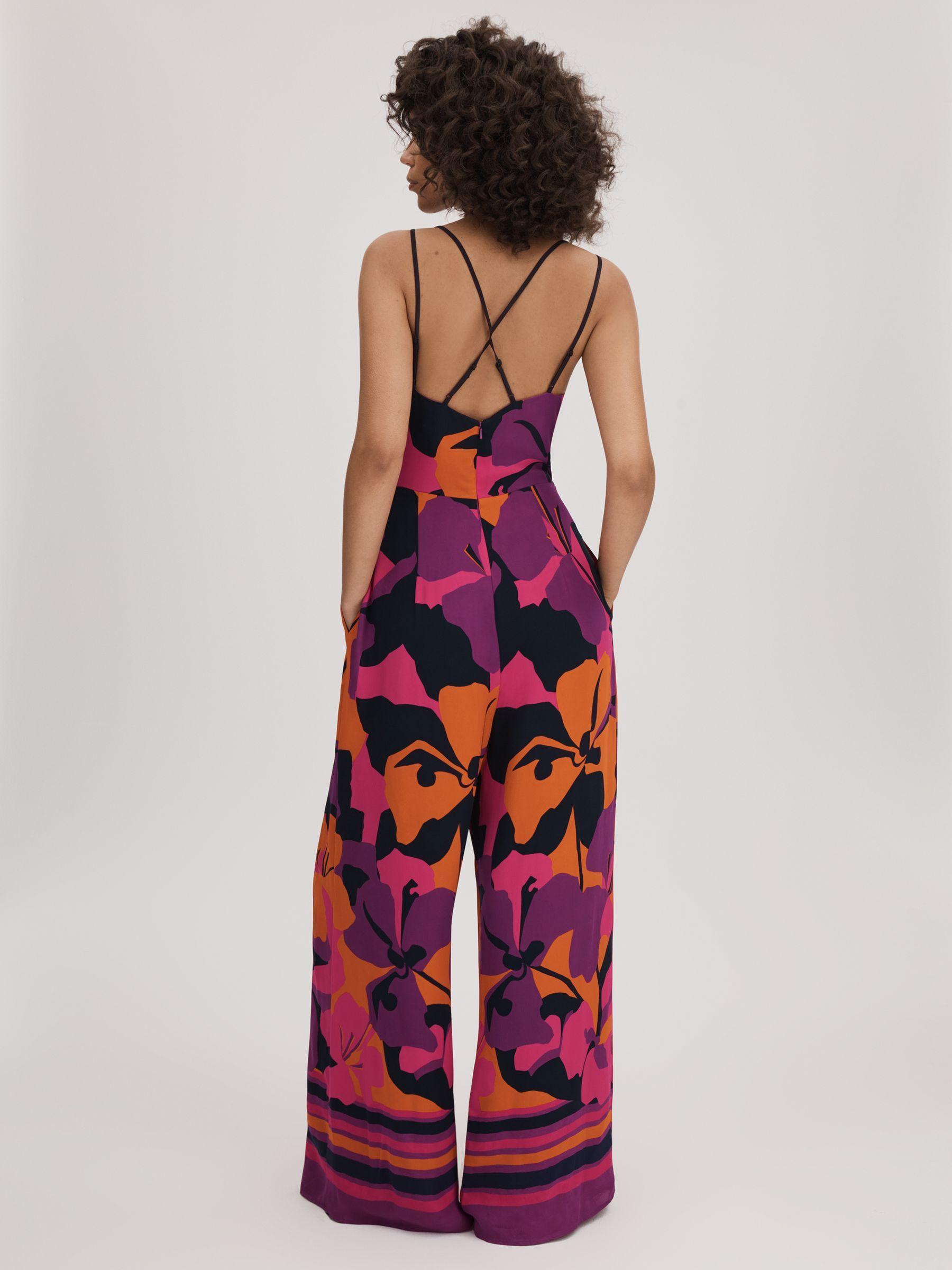 Florere Printed Wide Leg Jumpsuit in Pink/Orange Product Image