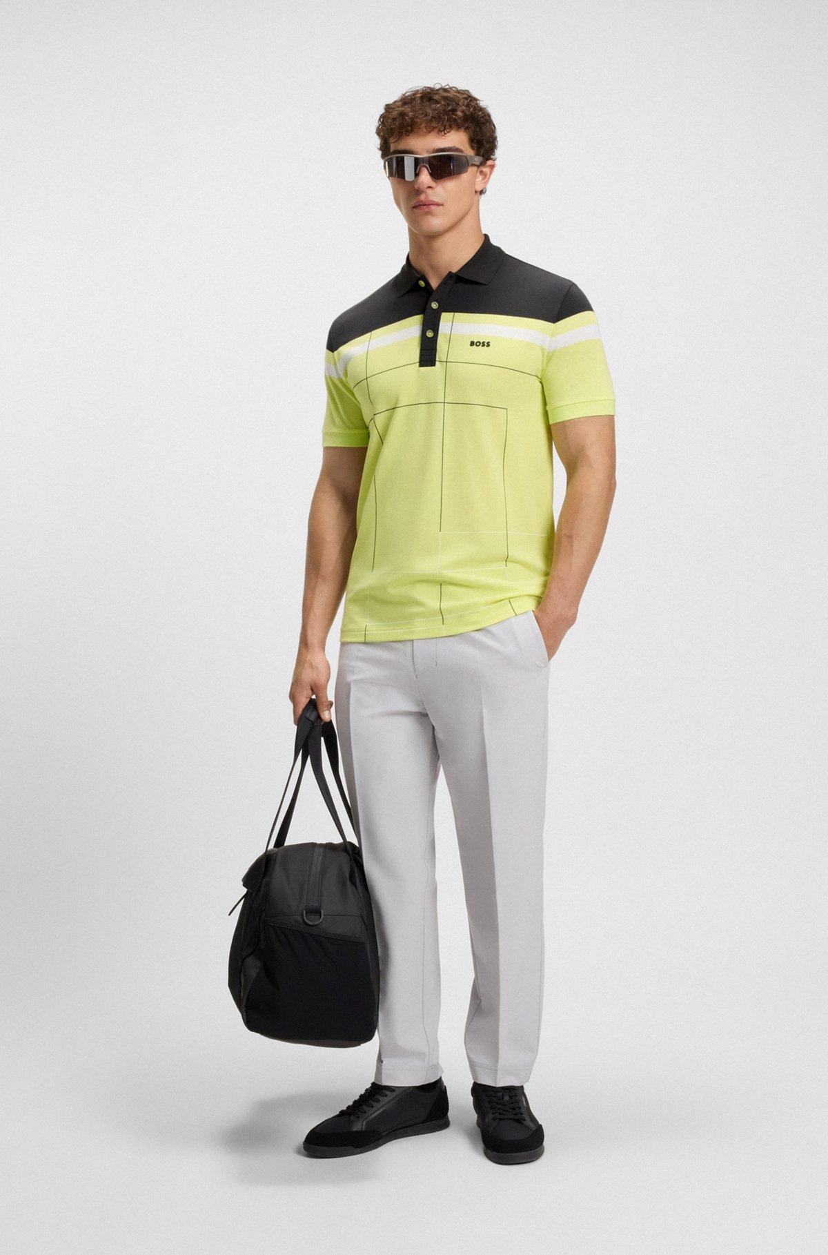 BOSS - Slim-fit polo shirt in quick-dry stretch cotton - Light Green Product Image