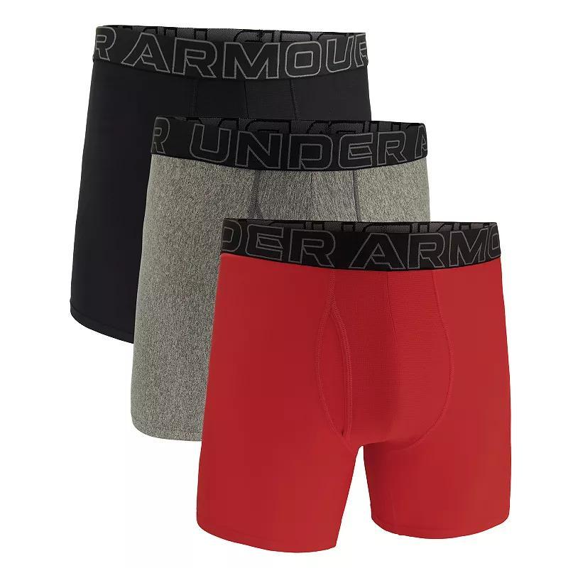 Men's Under Armour 3-pack Performance Tech 6-in. Boxer Briefs, Size: XL, Red Product Image