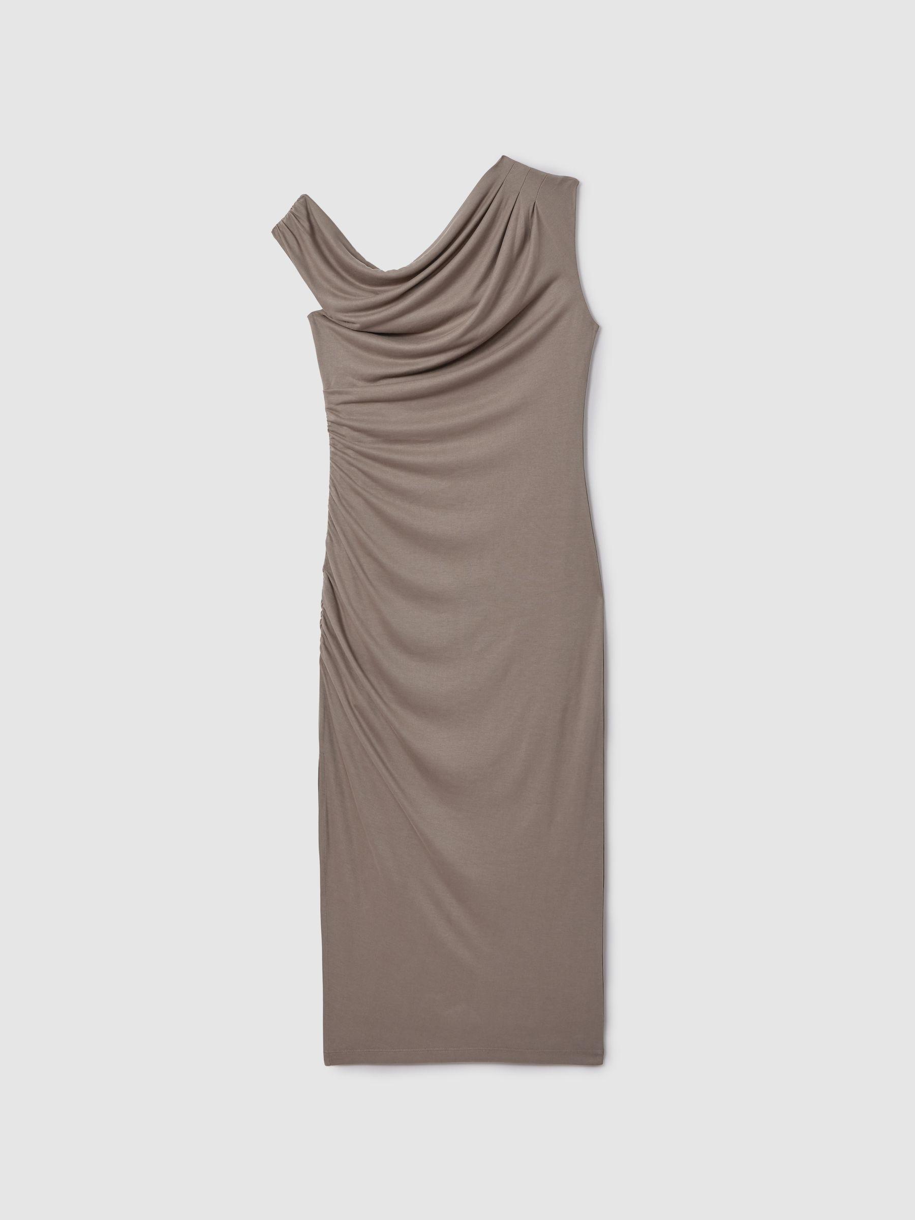 Bodycon Ruched Midi Dress in Mocha Product Image