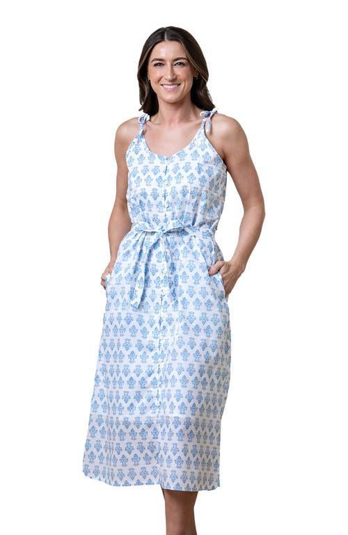 Hope & Henry Women's Organic Button Front Sundress in Riviera Woodblock Floral at Nordstrom, Size 10 Product Image