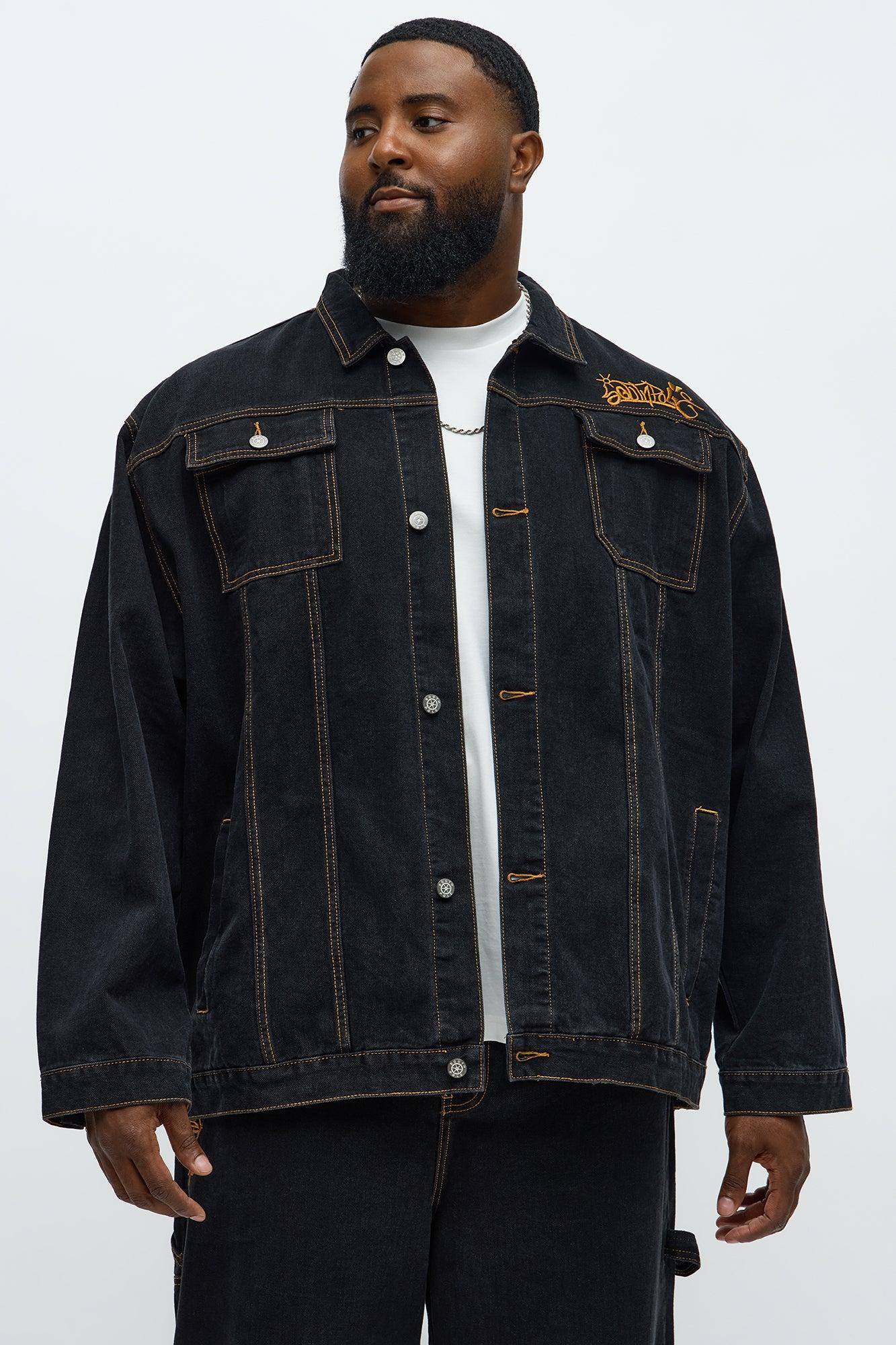 South Pole Contrast Stitch Trucker Jacket - Black Product Image