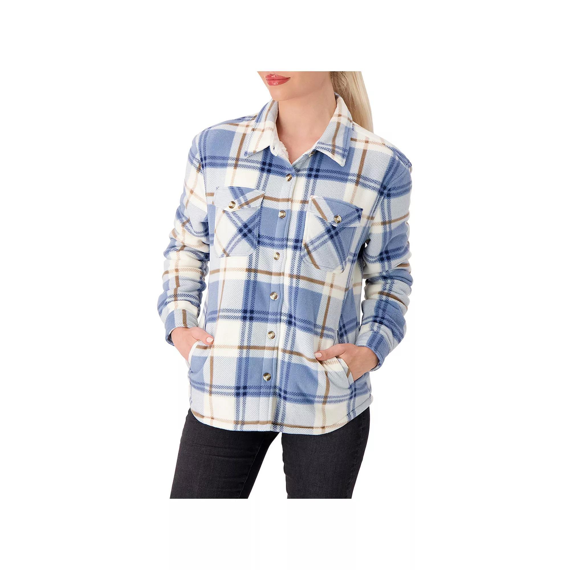 Women's Heat Holders Heatweaver Lined Fleece Shacket, Size: XL, Blue Ivory Product Image