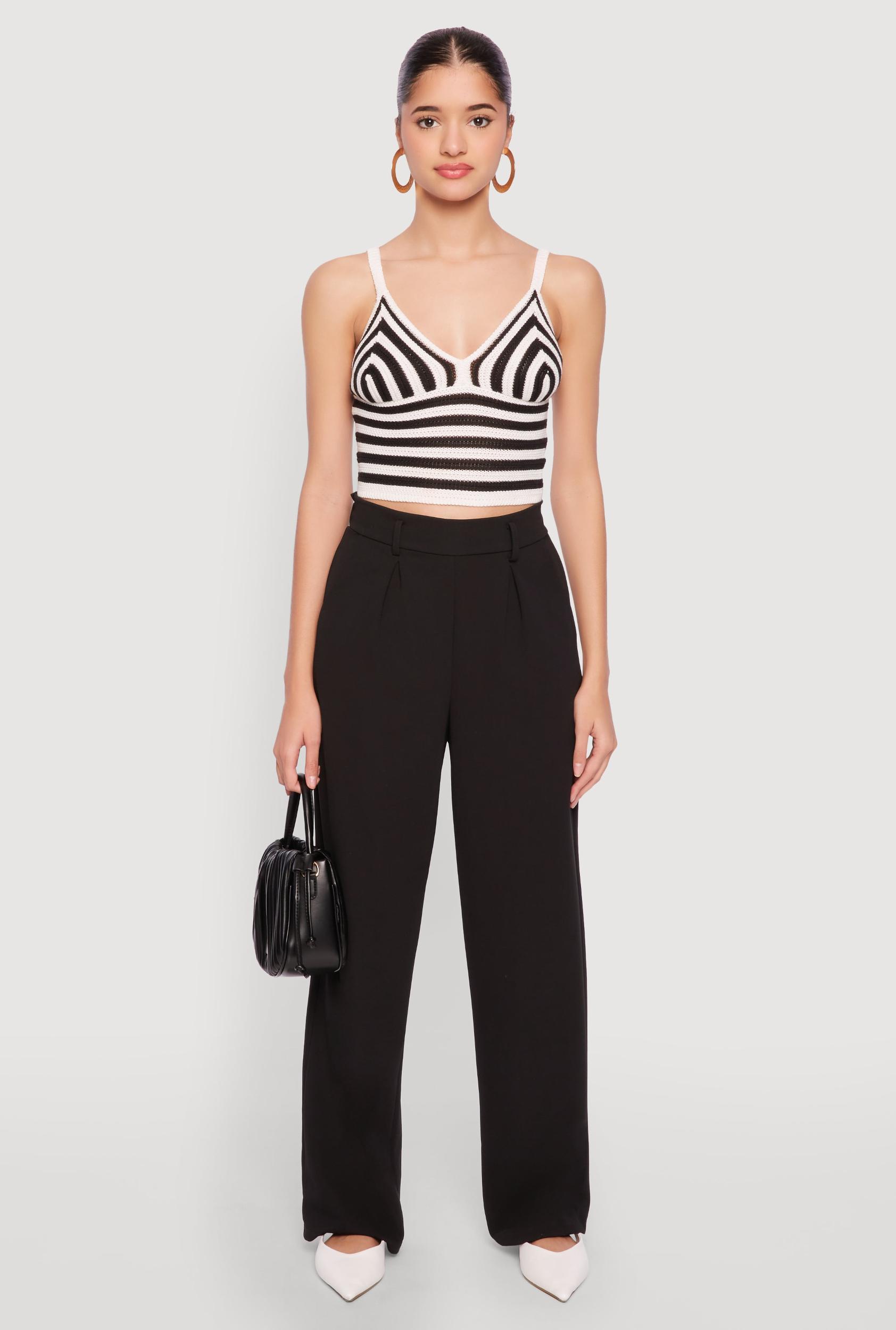 Womens Crochet Striped Crop Top Product Image