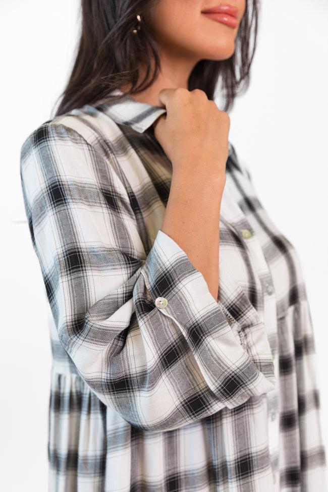 Let's Find Out Black And White Plaid Button Down Dress FINAL SALE Product Image