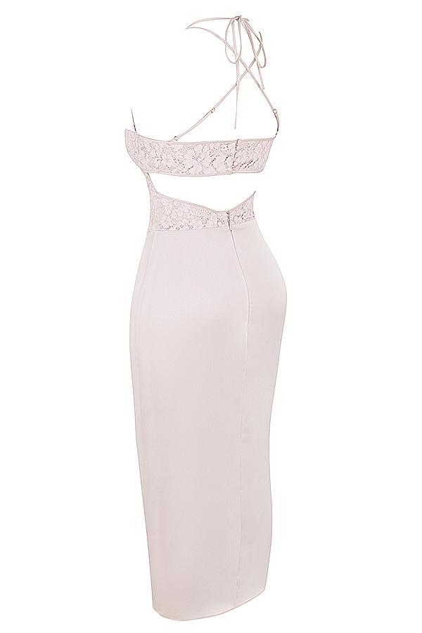 Georgia  crystal satin and lace midi dress Product Image