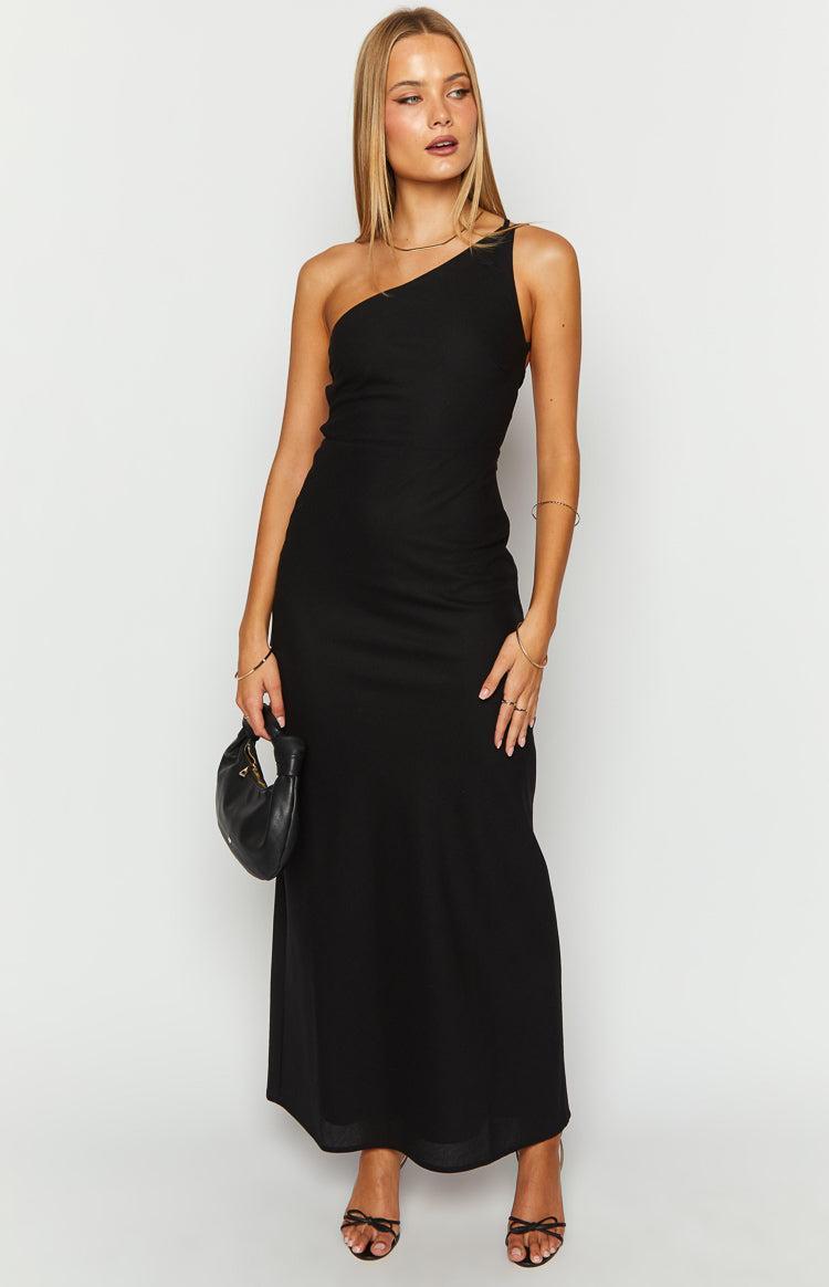 Pluto Black Linen Blend Maxi Dress Product Image