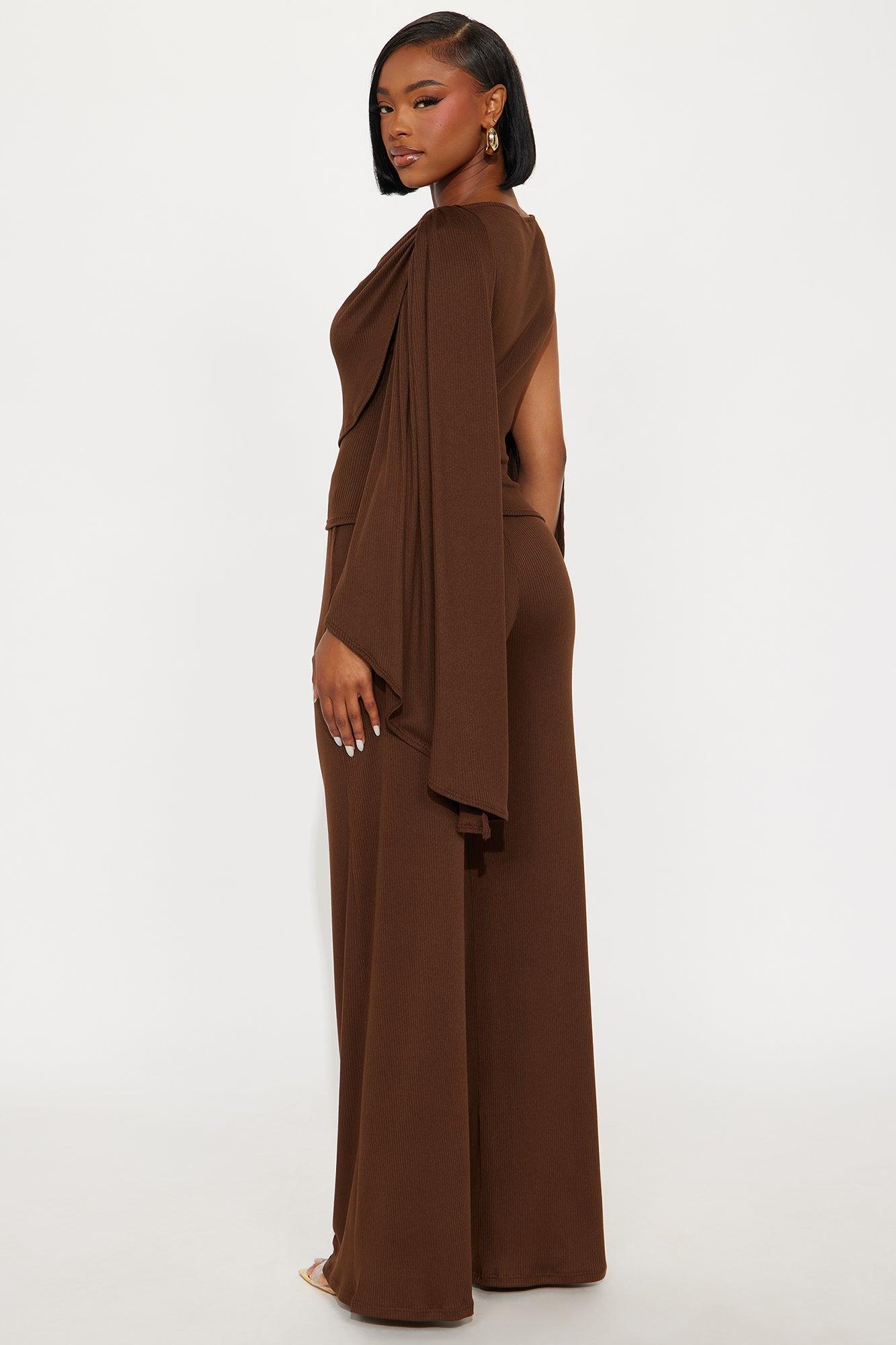 Everly Draped Pant Set - Chocolate Product Image
