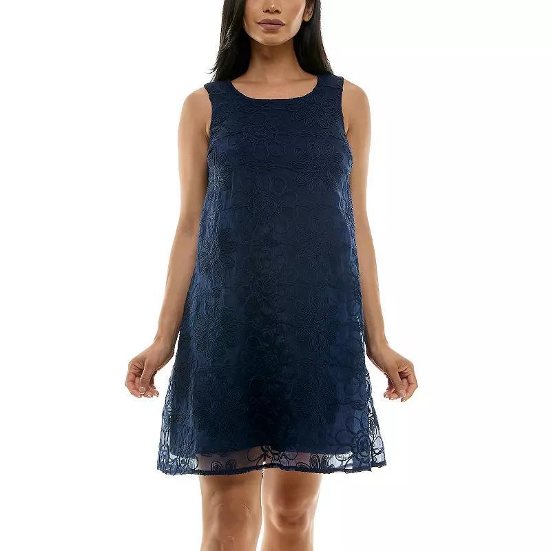 Women's Nina Leonard Floral Embroidered Sleeveless Float Dress, Size: XL, Ivory Product Image