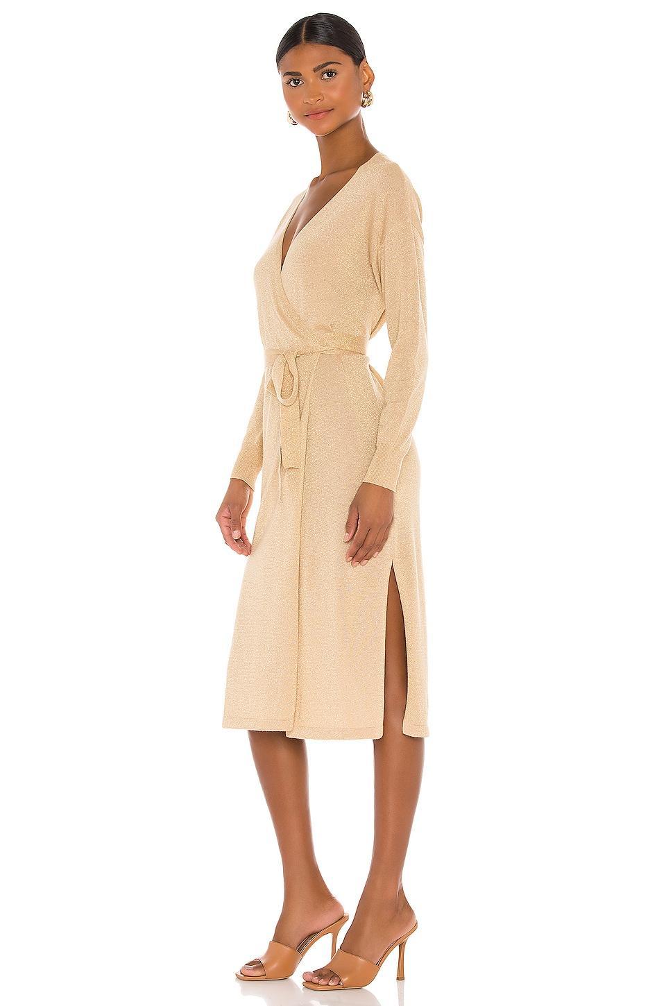 Lovers and Friends Azita Wrap Dress in Gold Product Image