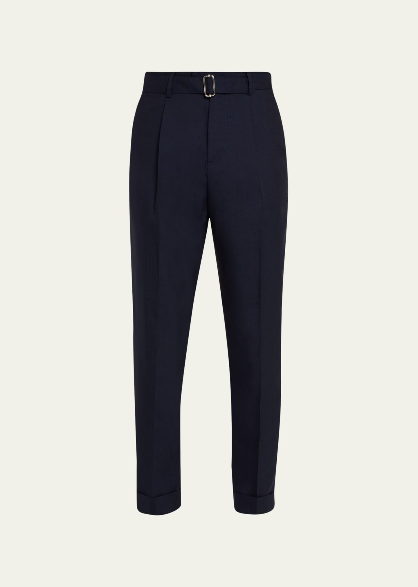 Mens Wool Fresco Cropped Pleated Hugo Pants Product Image