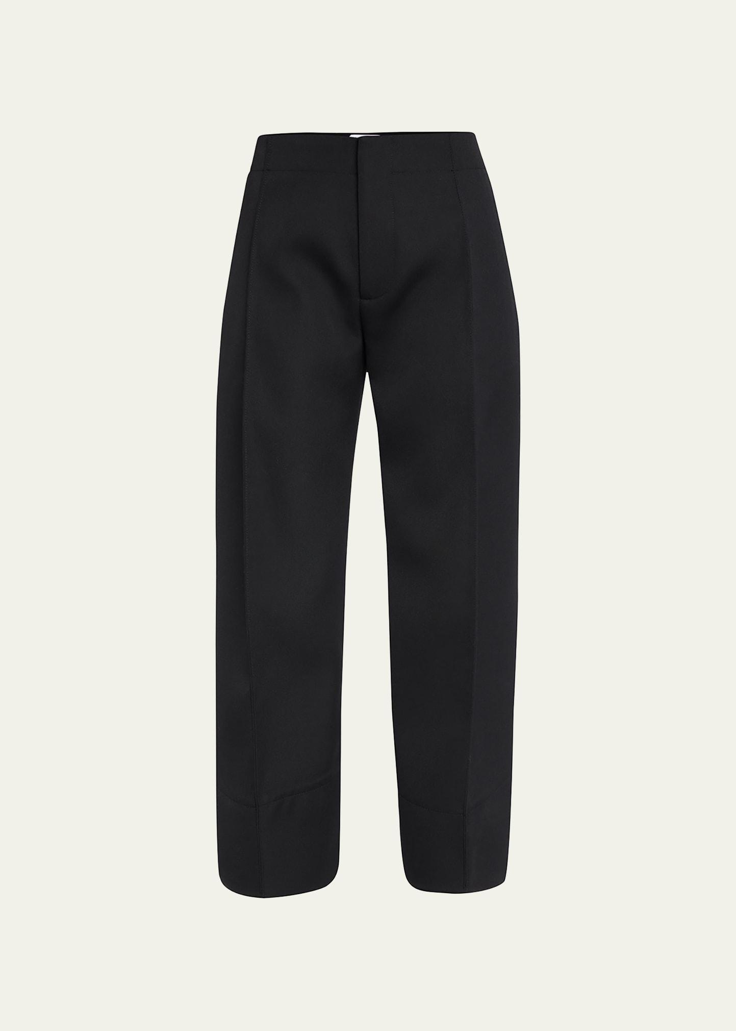 Womens Compact Wool Flat-Front Trousers Product Image