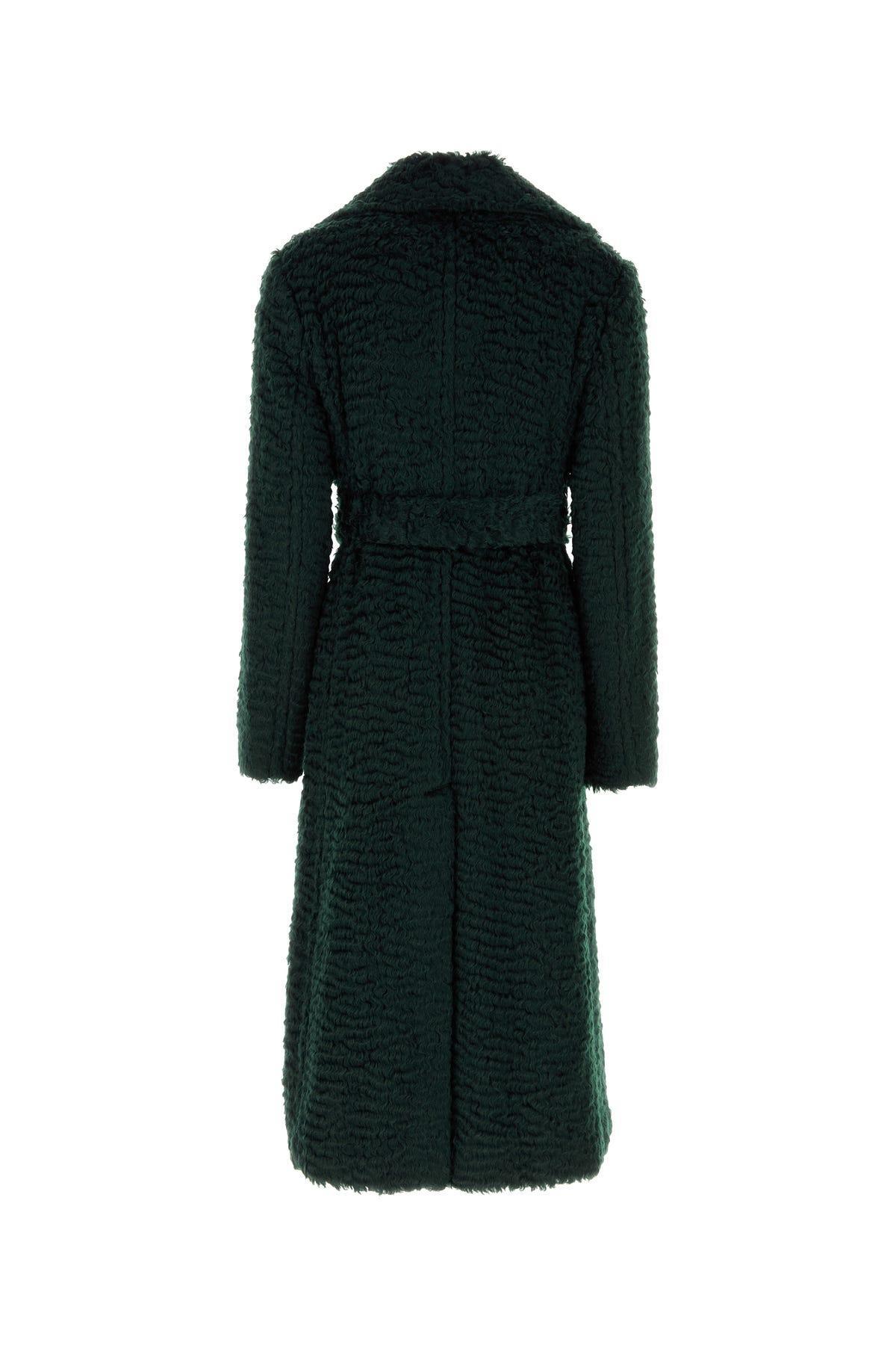 JIL SANDER Womens Dark Petrol Shearling-textured Double-breasted Wool And Cotton-blend Coat In Green Product Image