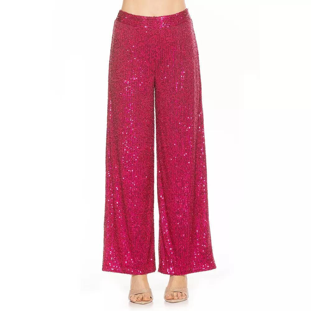 Women's ALEXIA ADMOR Wide-Leg Sequin Pants, Size: Small, Red Product Image