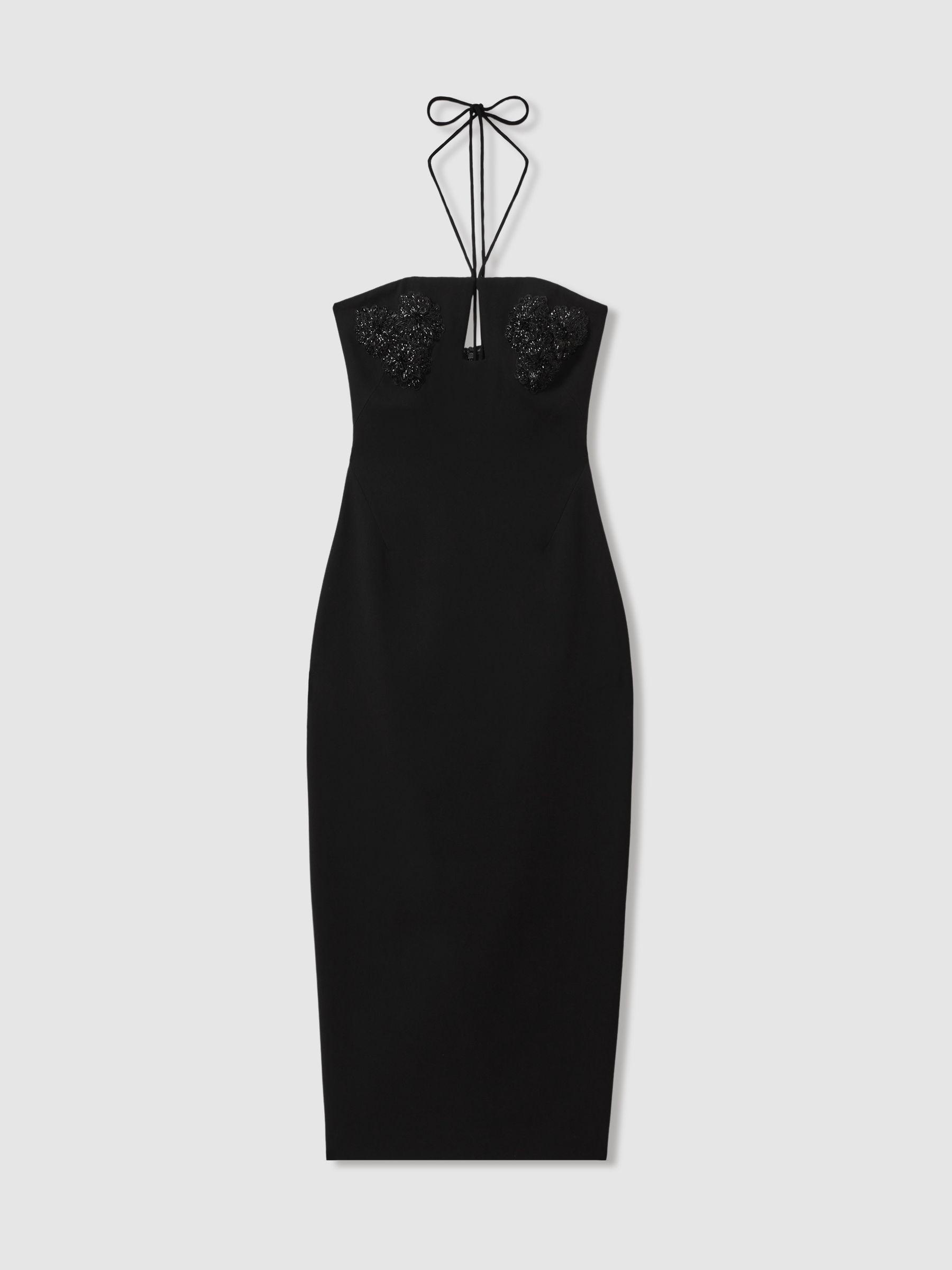 Rachel Gilbert Embellished Bodycon Midi Dress in Black Product Image