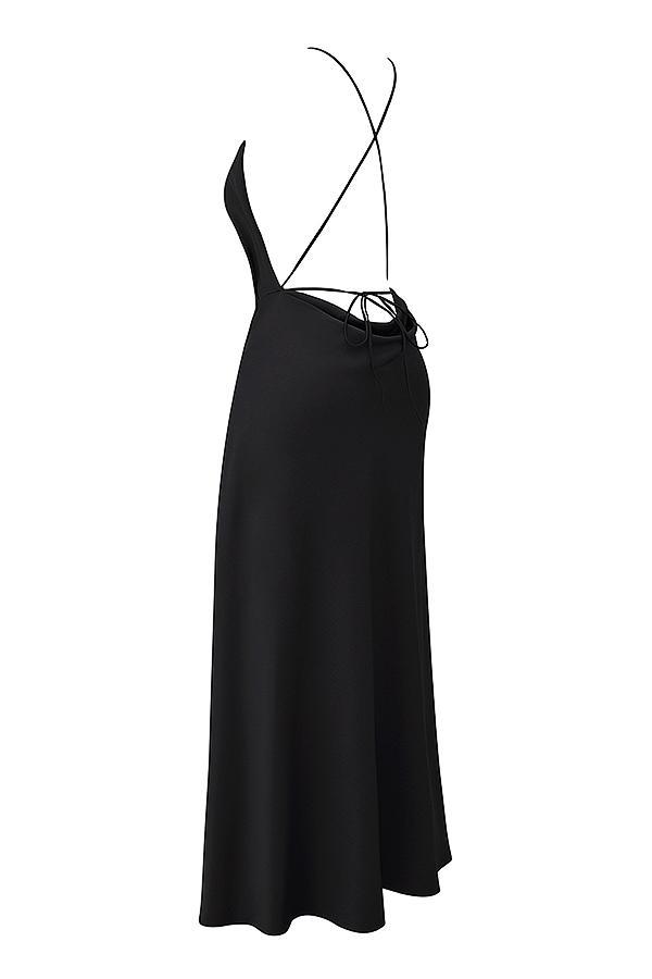 Zanab  black thigh slit maxi dress - sale Product Image