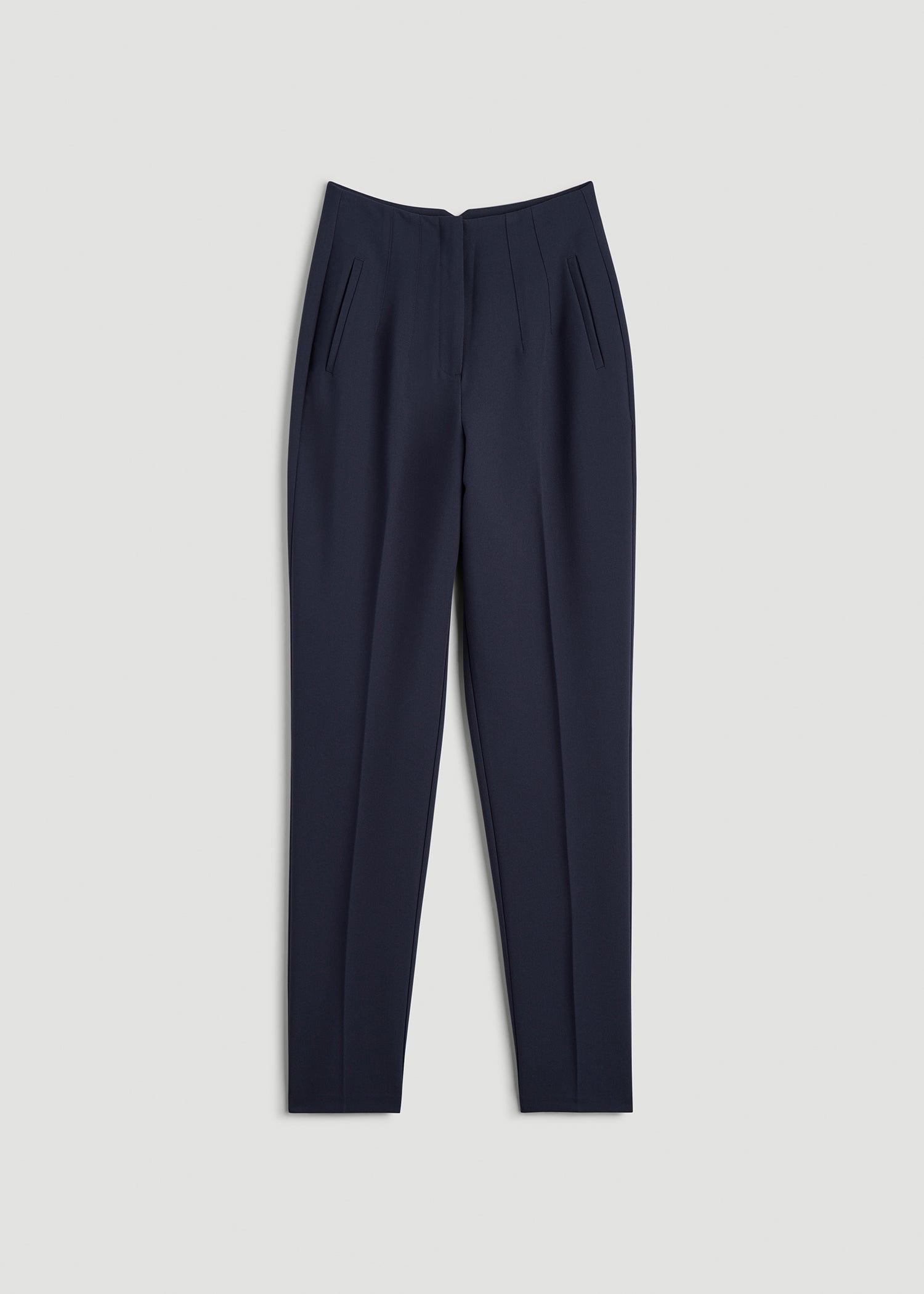 High Rise Pants with Darts for Tall Women in Navy Product Image