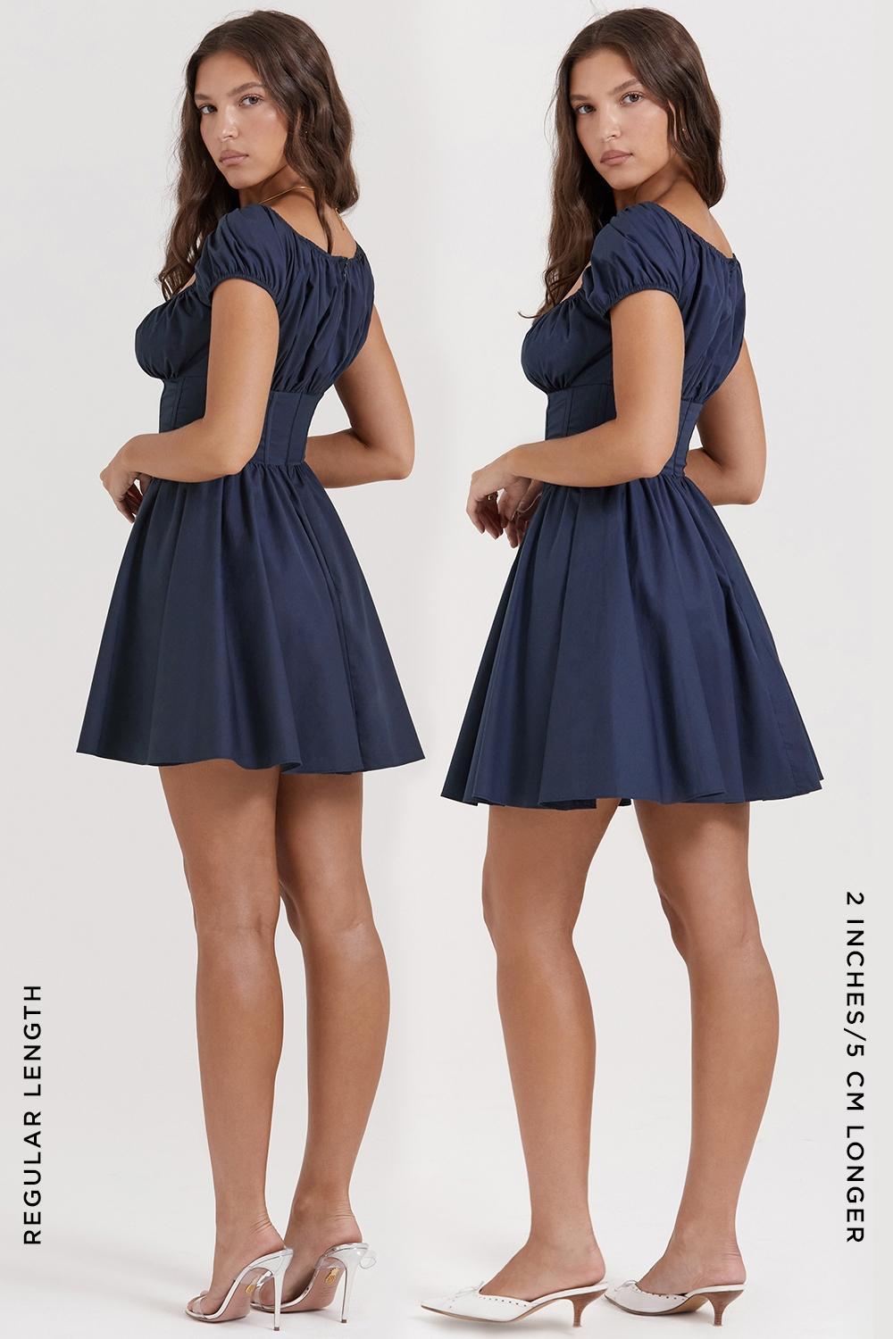 Nala  french navy gathered mini dress - sale Product Image