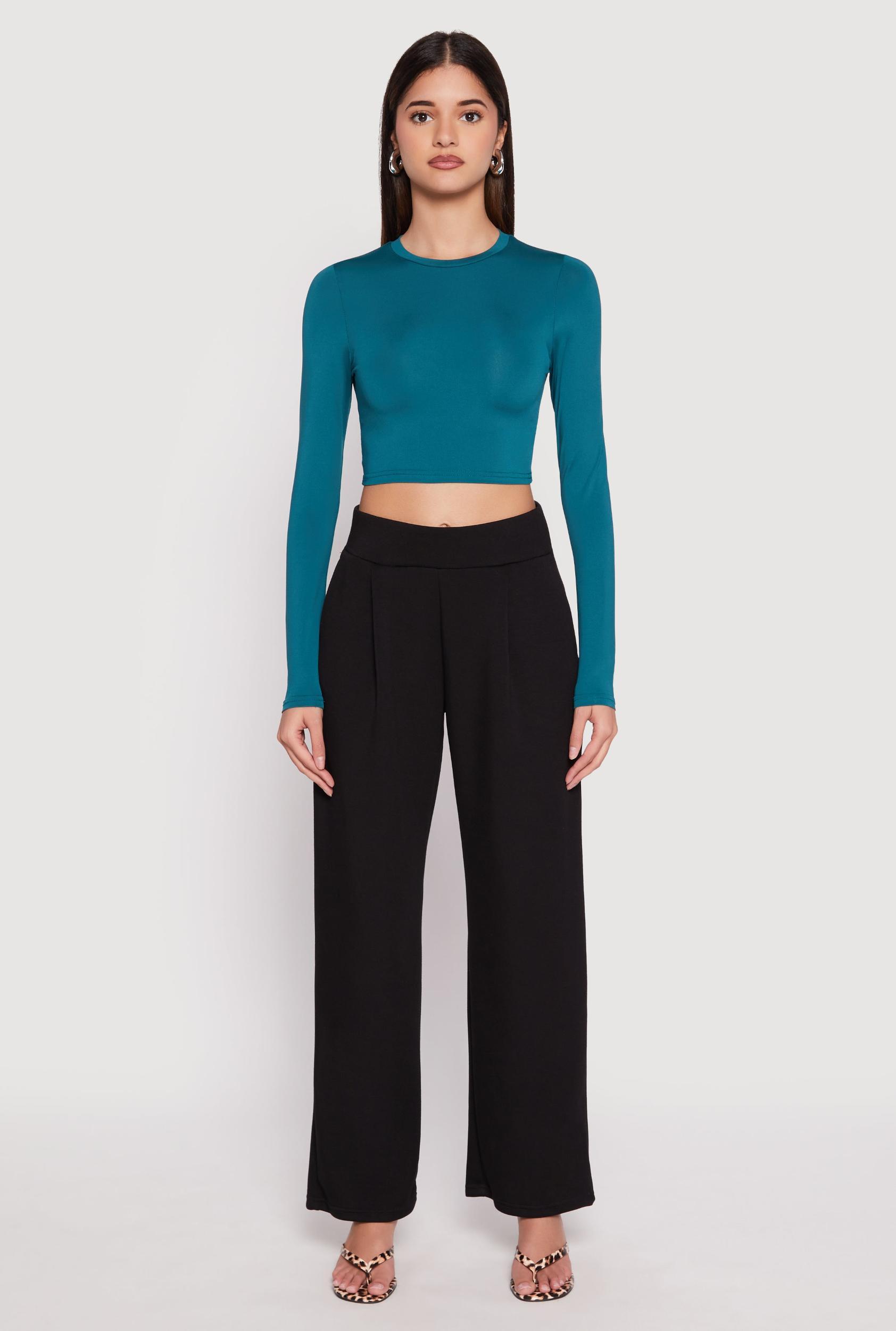 Womens Daisy Long Sleeve High Neck Crop Top Product Image