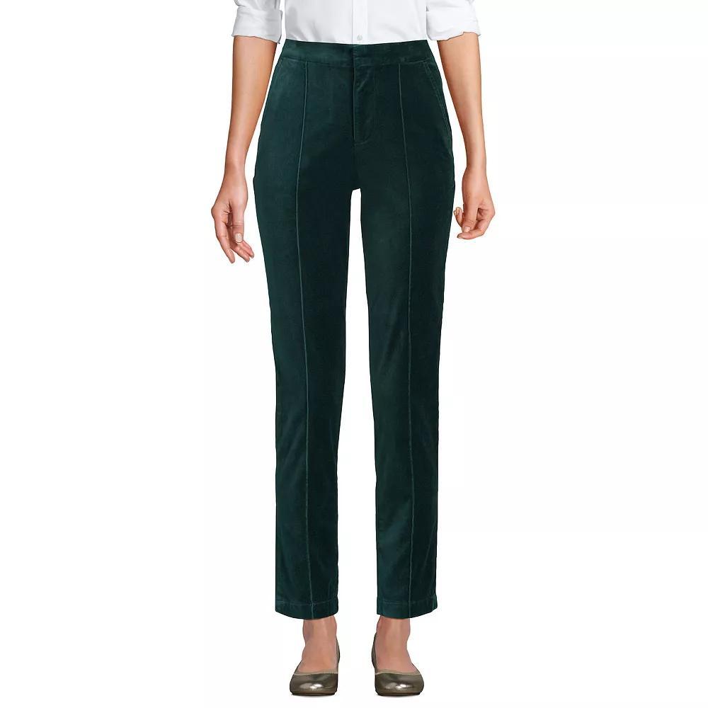 Women's Lands' End Velvet High Rise Pintuck Pencil Ankle Pants, Size: 18, Deep Balsam Product Image