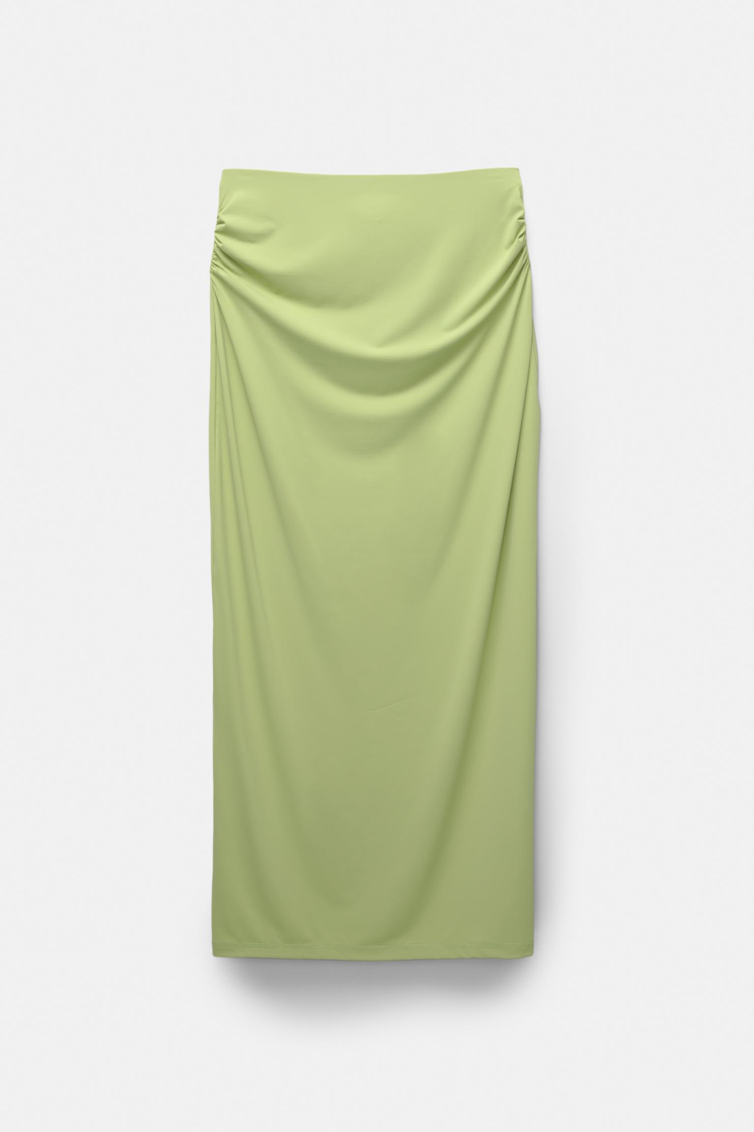 Gathered polyamide midi skirt Product Image