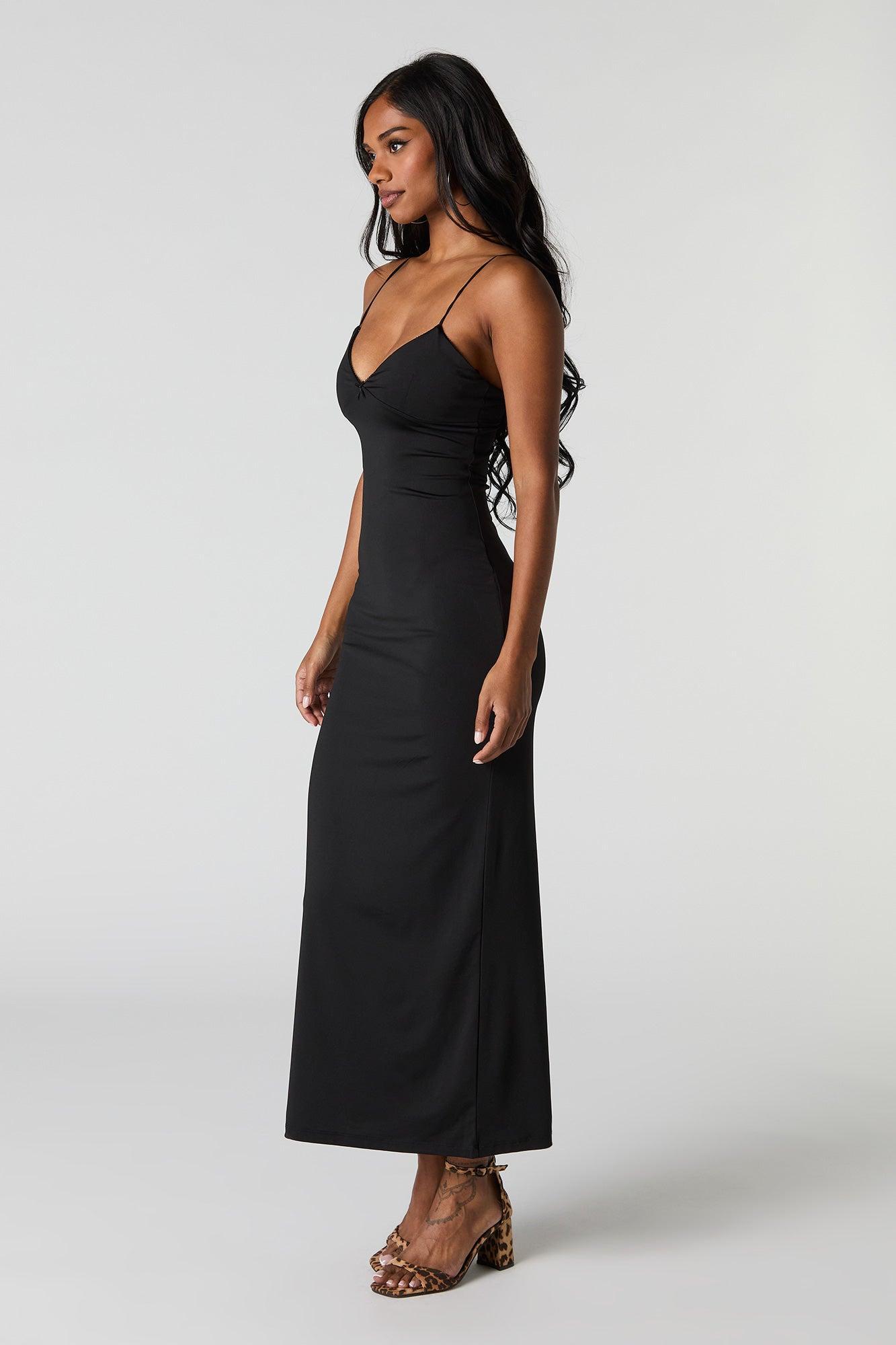 Contour V-Neck Lace Trim Midi Dress Female Product Image