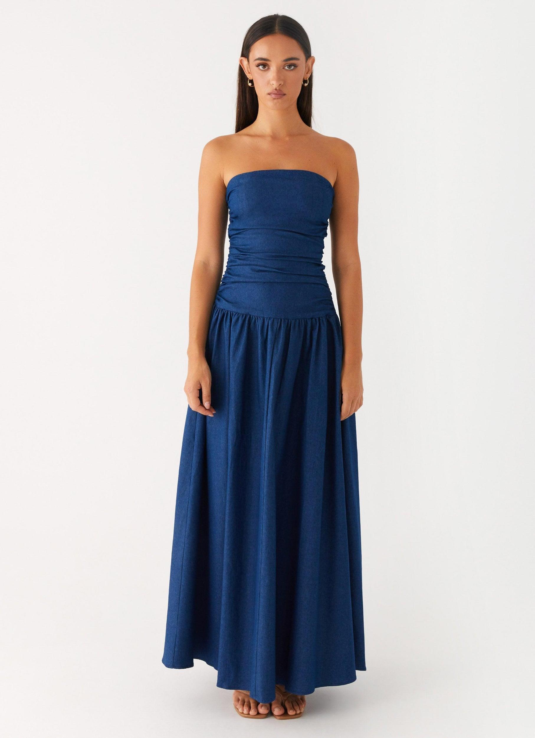Carmel Denim Maxi Dress - Indigo Product Image