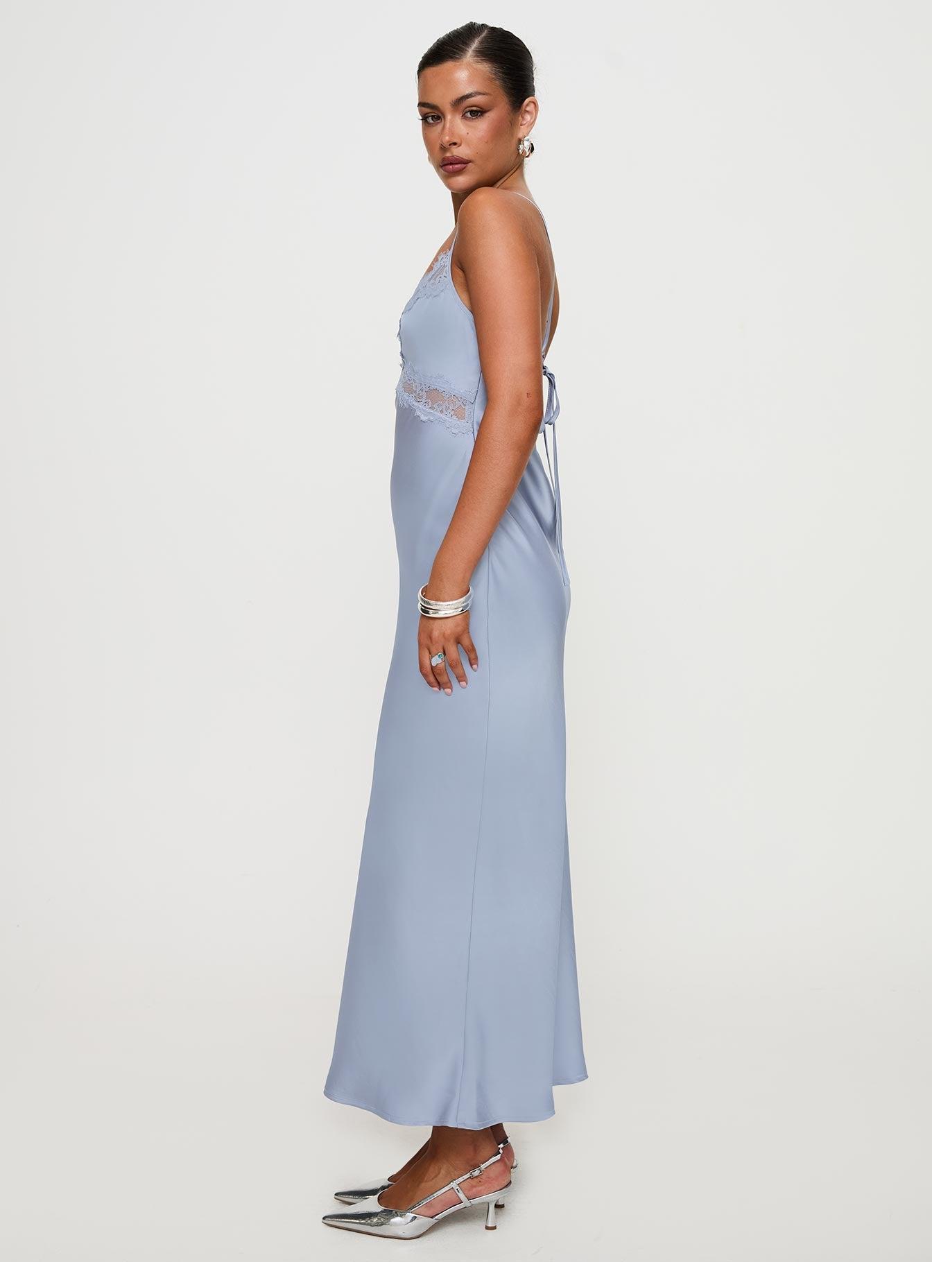 Treasure Bias Cut Maxi Dress Blue Product Image