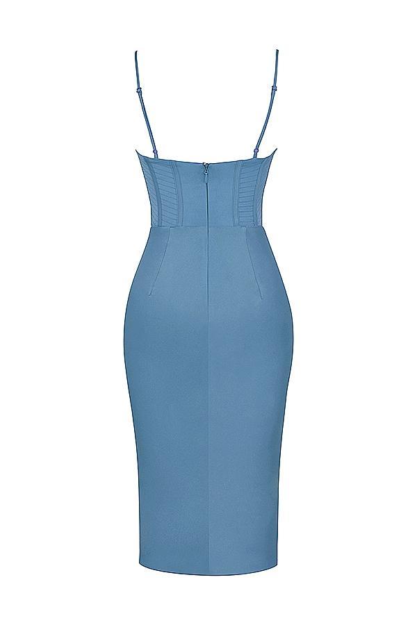Myrna Aegean Blue Corset Midi Dress Product Image