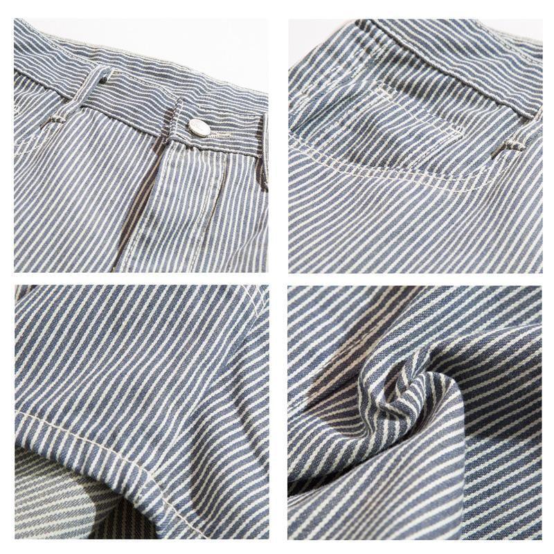 High Rise Striped Wide Leg Jeans Product Image