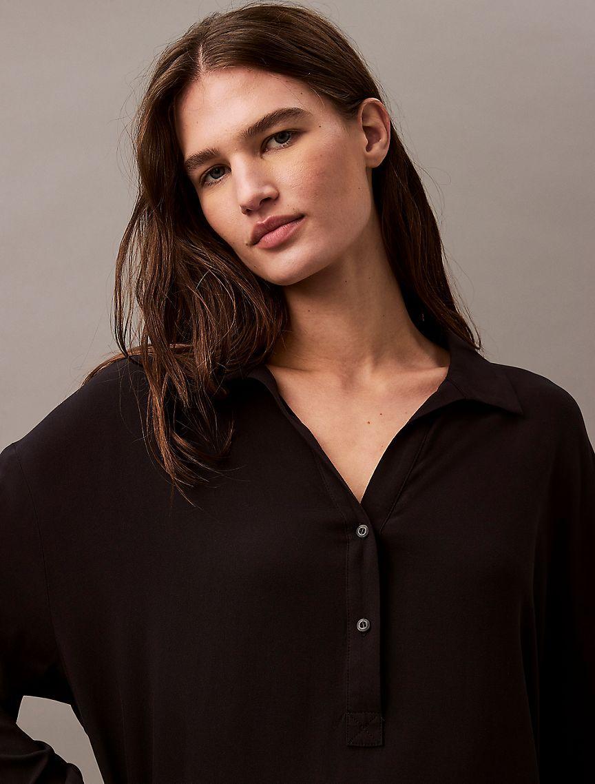 Woven Viscose Relaxed Shirt Dress Product Image