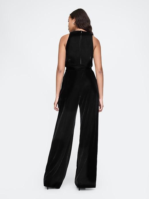 Recycled Velvet V-Neck Jumpsuit Product Image