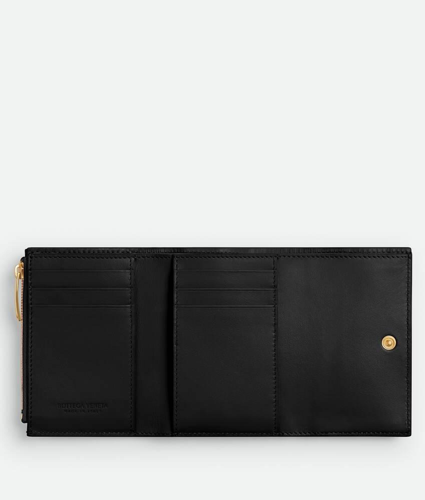 Women's Intrecciato Tri-Fold Wallet in Black Product Image