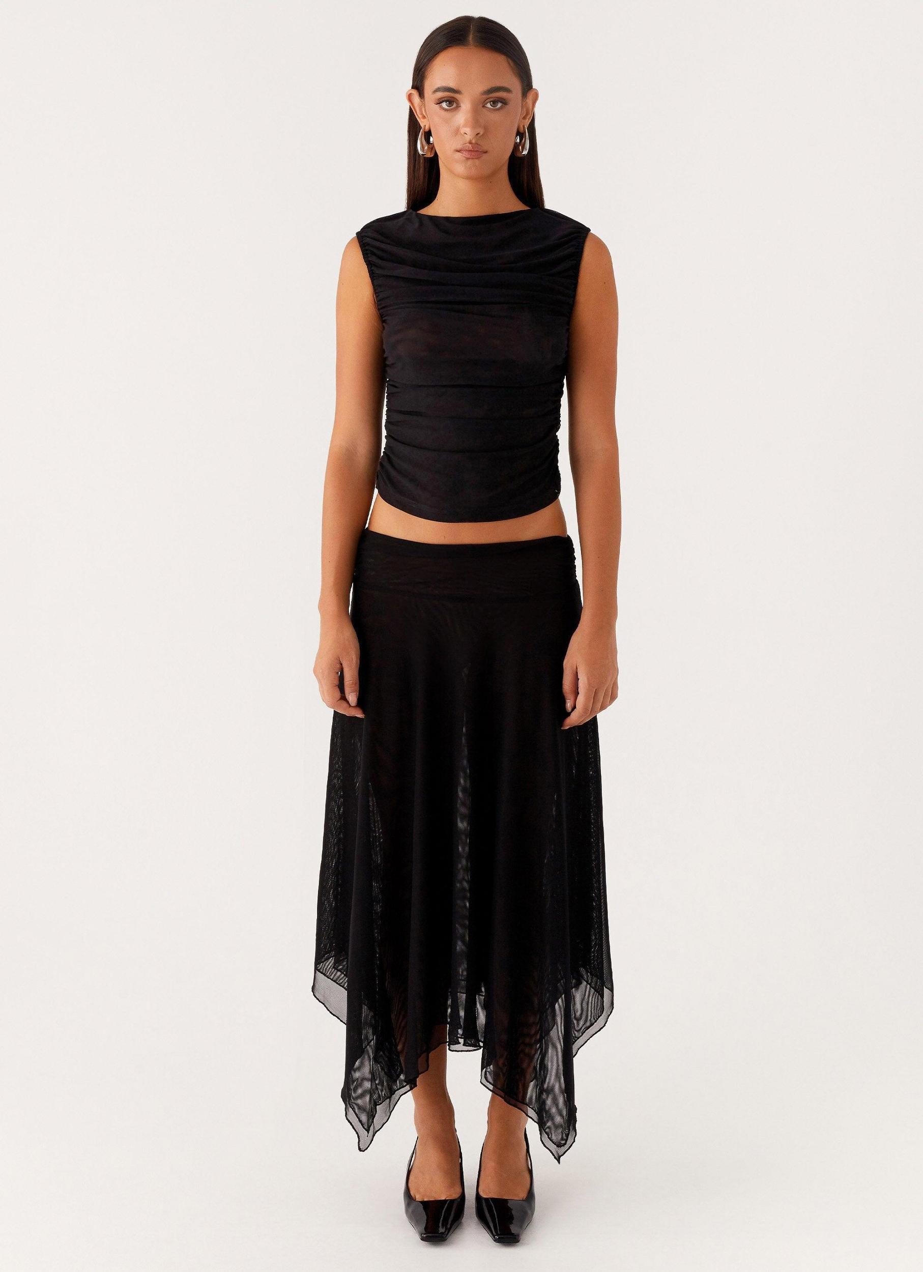 In The Atmosphere Mesh Top - Black Product Image