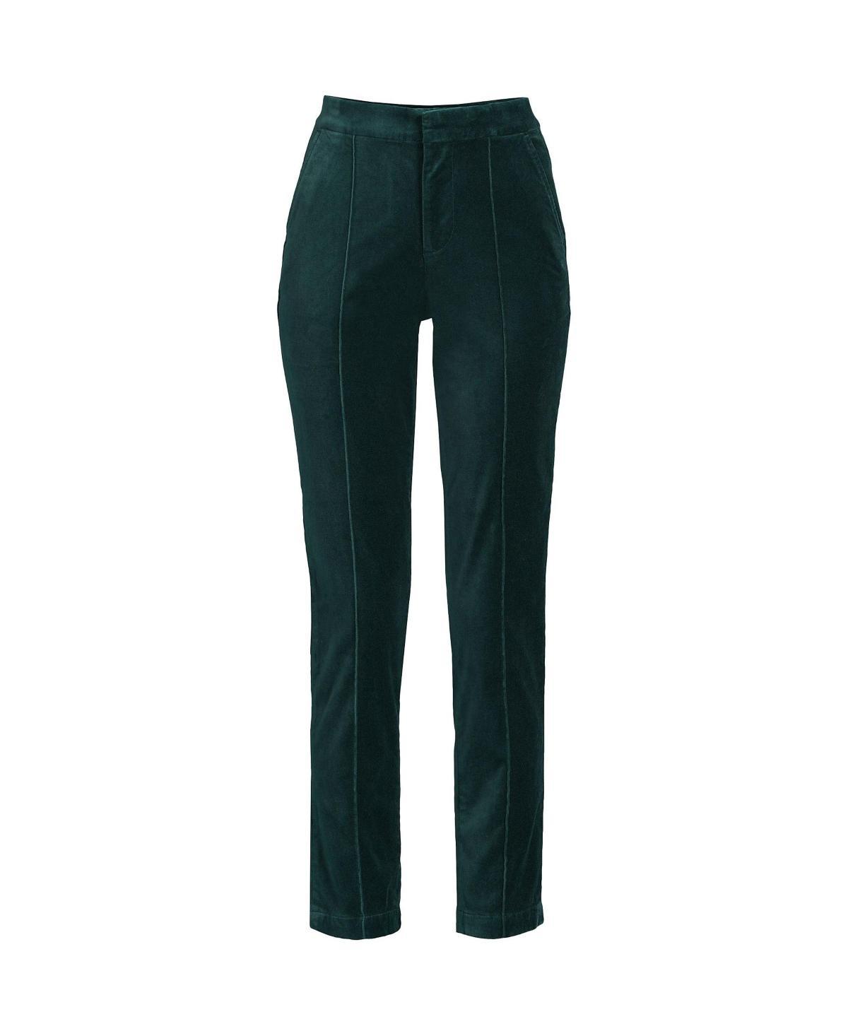 Women's Lands' End Velvet High Rise Pintuck Pencil Ankle Pants, Size: 18, Deep Balsam Product Image