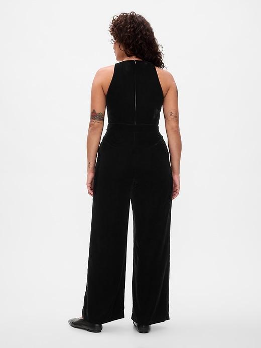 Recycled Velvet V-Neck Jumpsuit Product Image