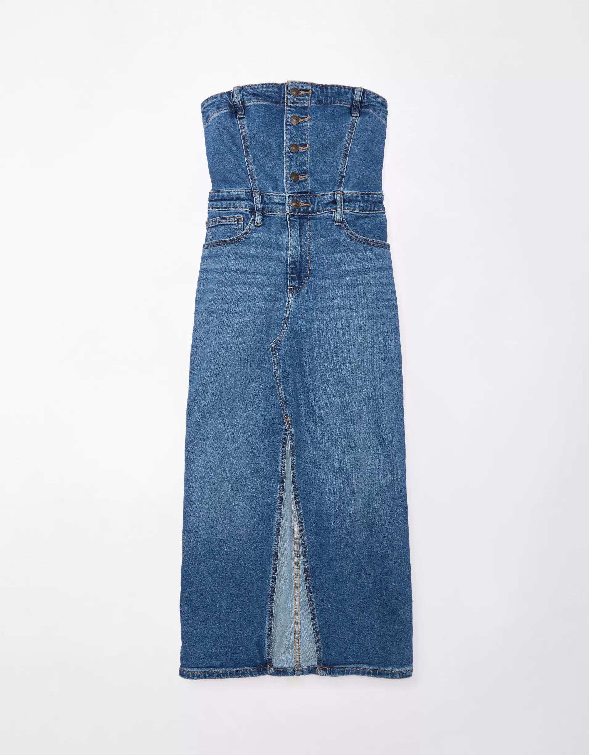 AE Denim Tube Top Midi Dress Product Image