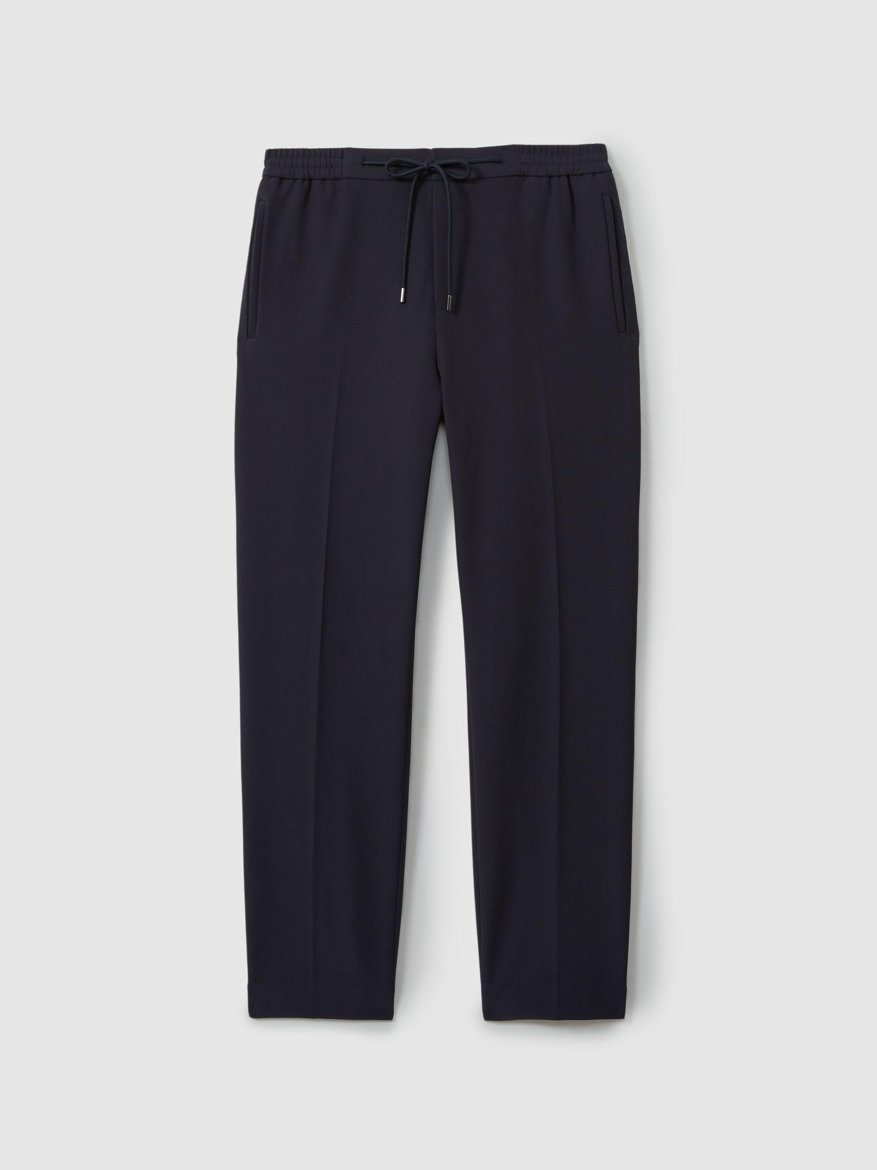 Relaxed Contrast Pipe Detail Trousers in Navy/Ivory Stripe Product Image