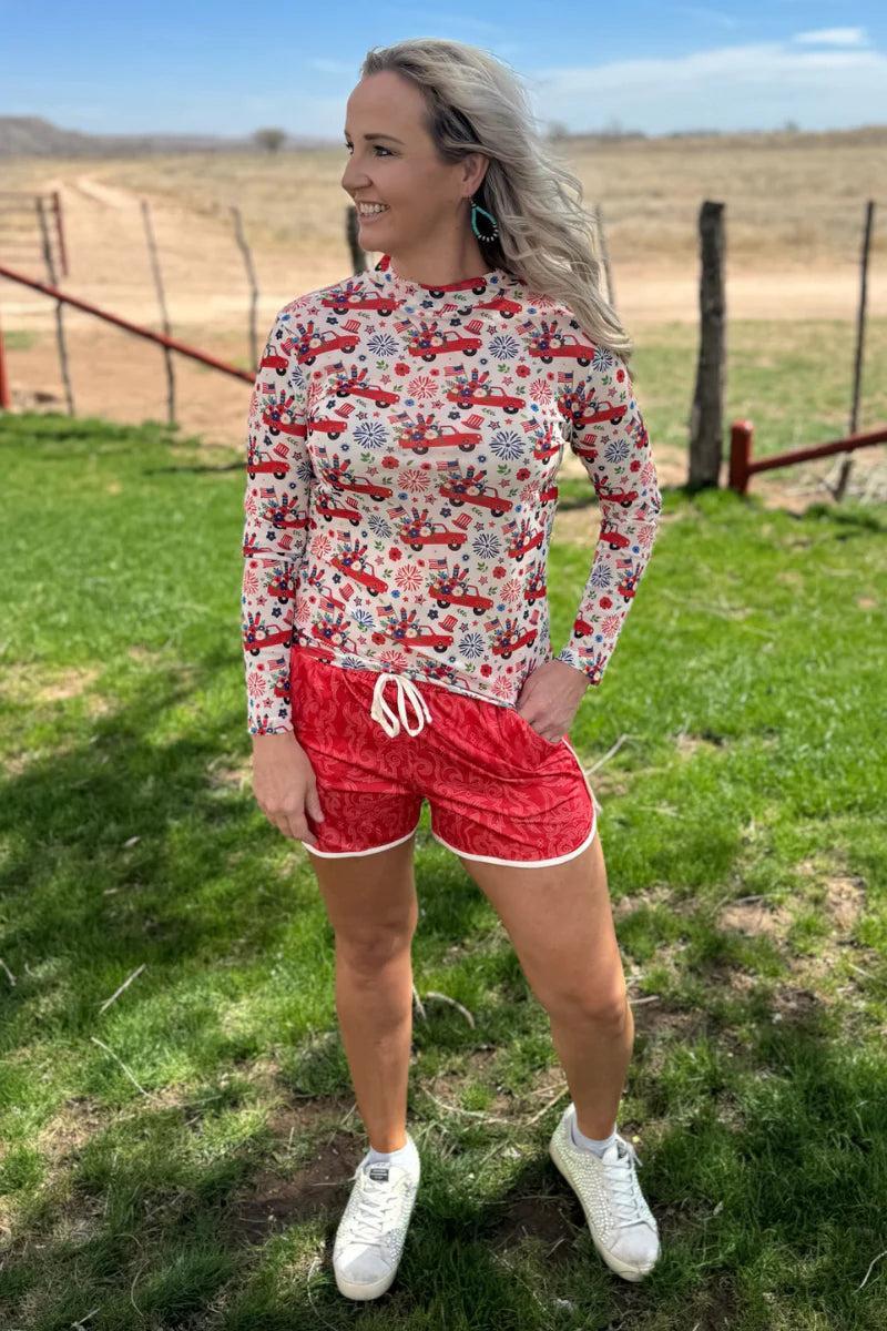 Sterling Kreek Freedom & Fireworks Mesh Top Product Image