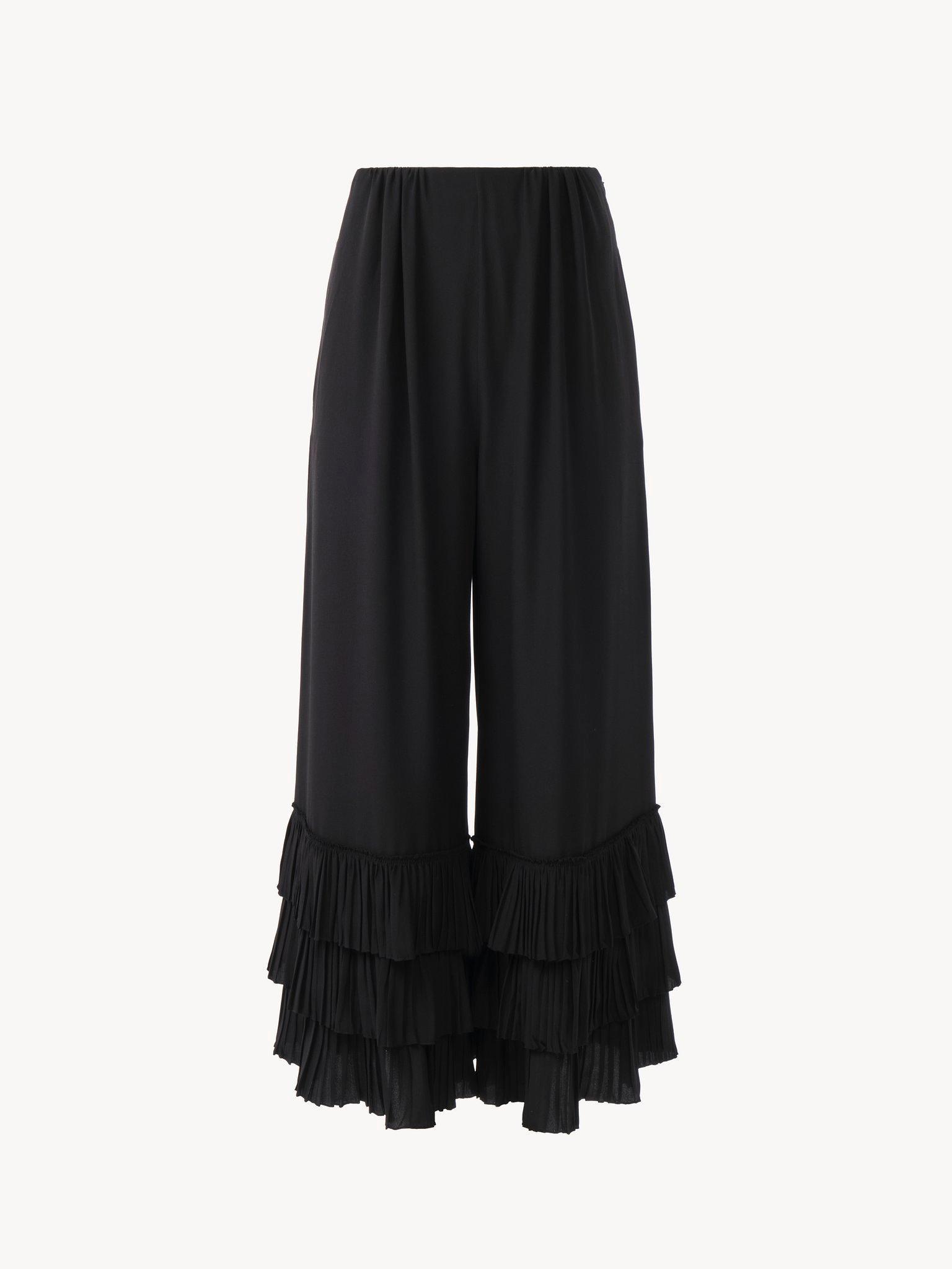 Fluid wide-leg pants in crêpe de chine Product Image