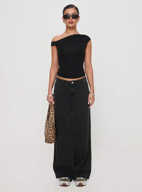 Ramos Low Rise Denim Jeans Washed Black Product Image