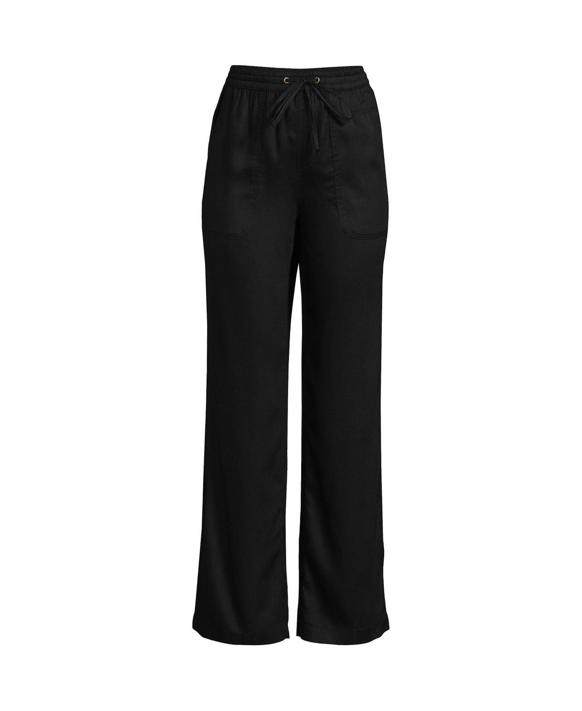 Women's Lands' End Tencel High-Rise Wide Leg Pants, Size: 12, Black Product Image