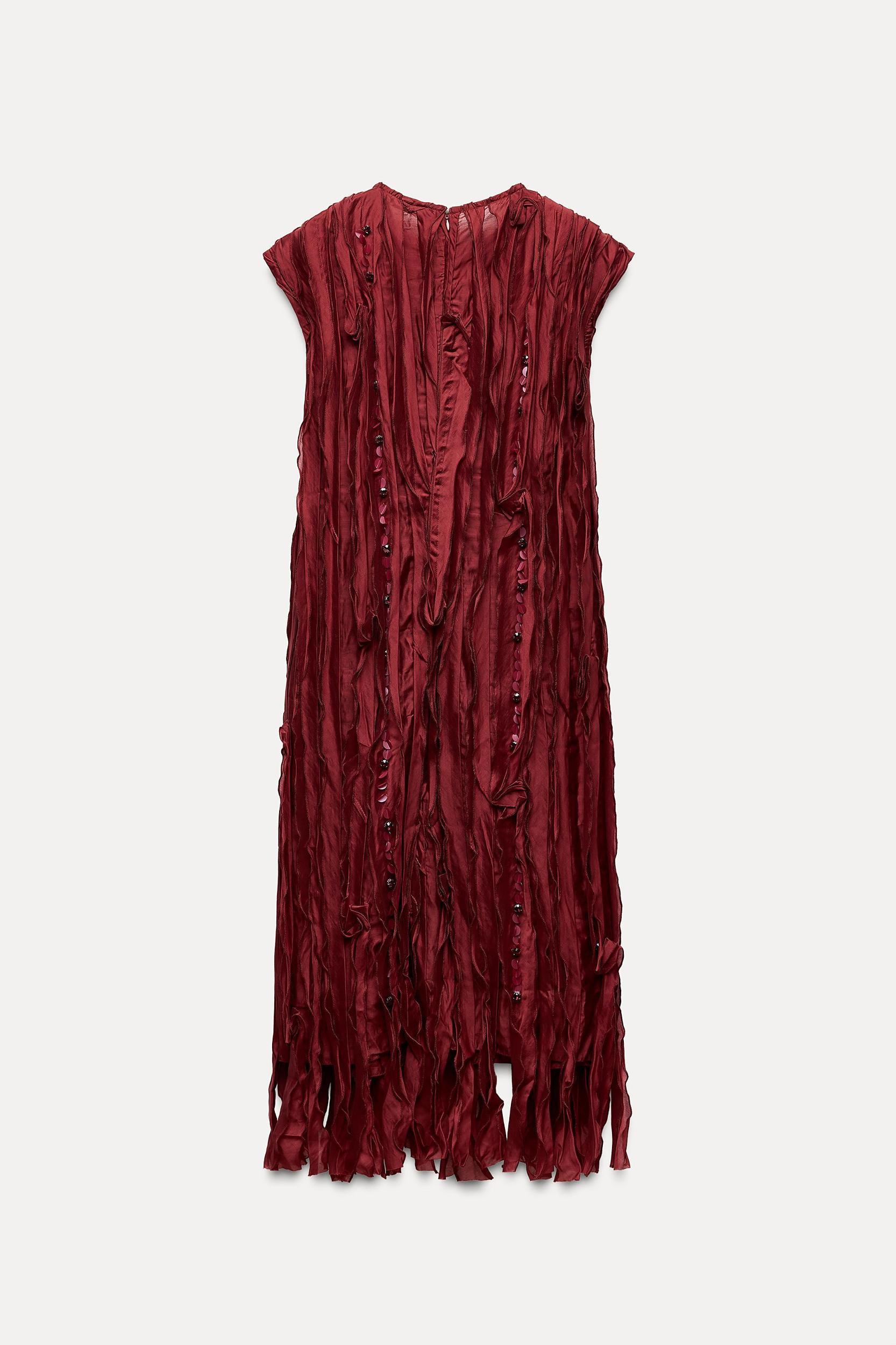 BEADED RUFFLE DRESS Product Image