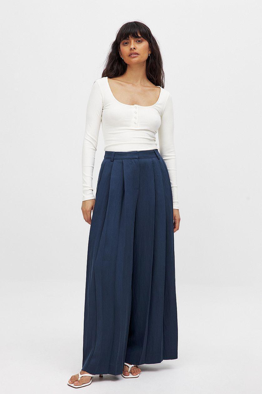 Lyocell Loose Mid Waist Suit Pants Product Image