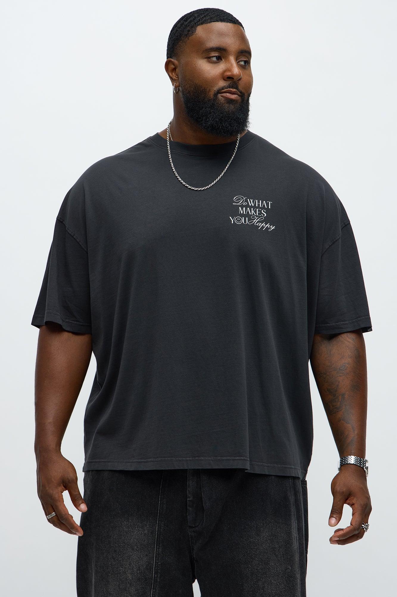 Do What Makes You Happy Oversized Short Sleeve Tee - Black Wash Product Image