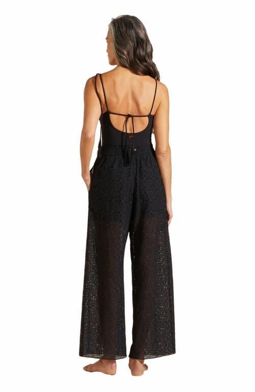 Womens Broderie Anglaise Cotton Wide-Leg Trousers Product Image