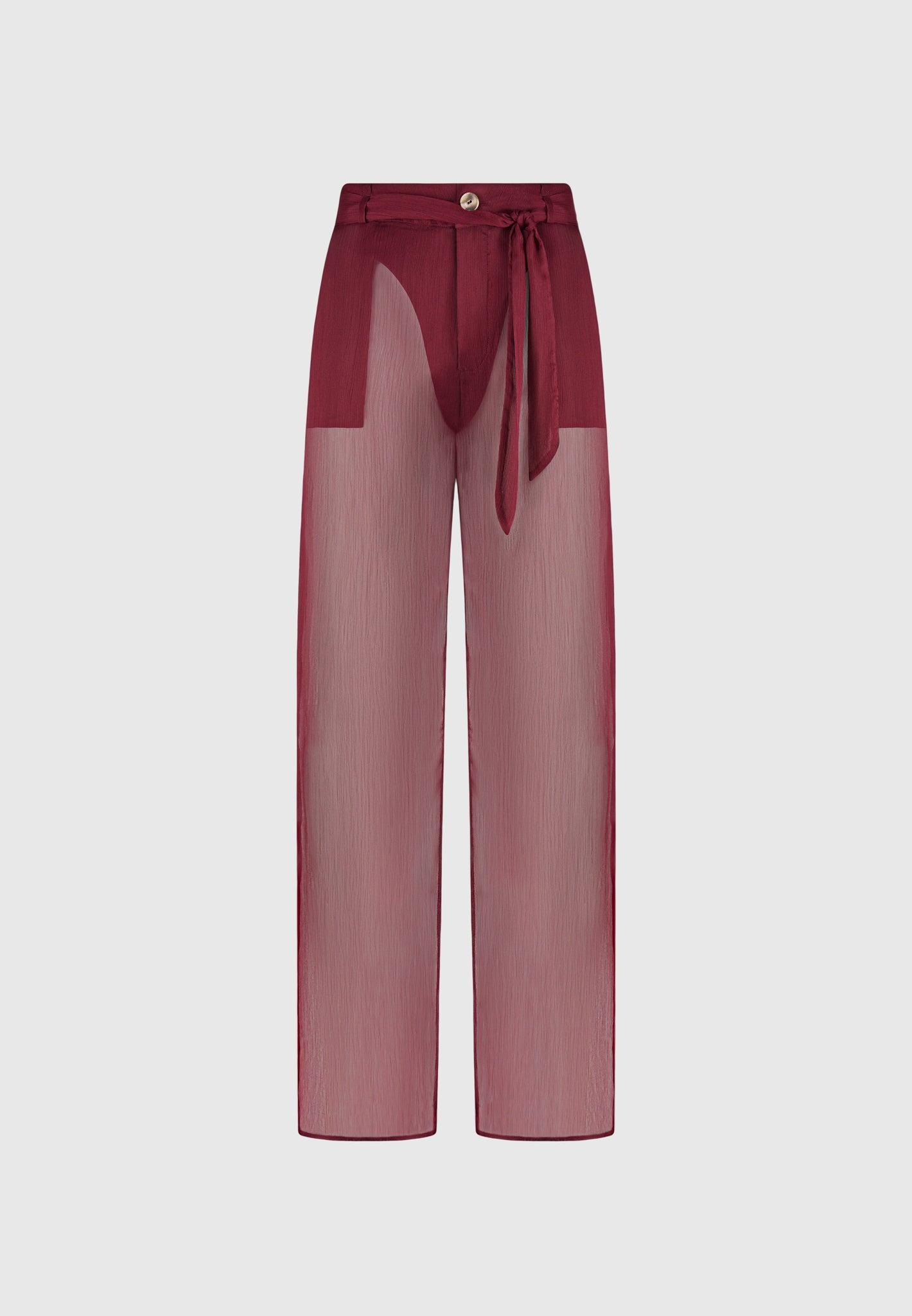 Sheer Shirt with Clasp - Wine Red Female Product Image