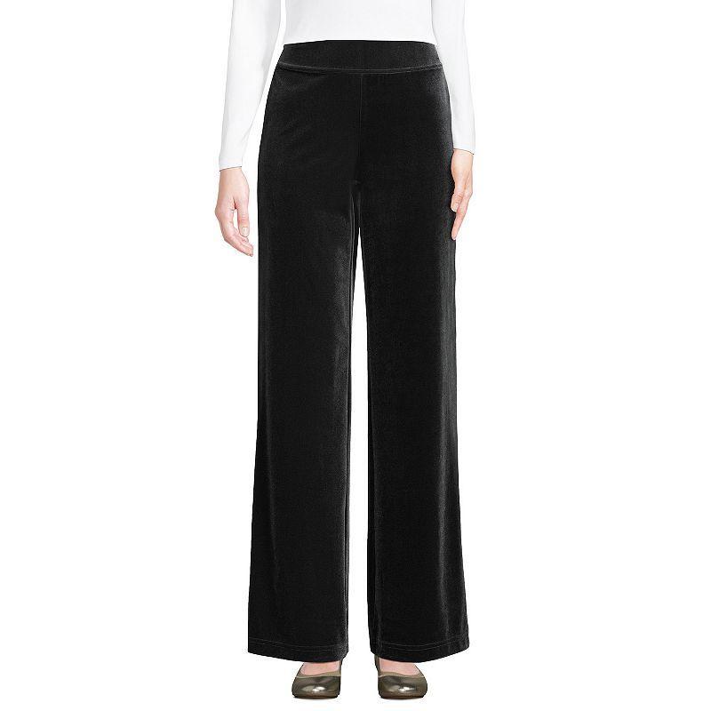 Womens Lands End Starfish Velvet High-Rise Wide Leg Pants Rich Red Product Image