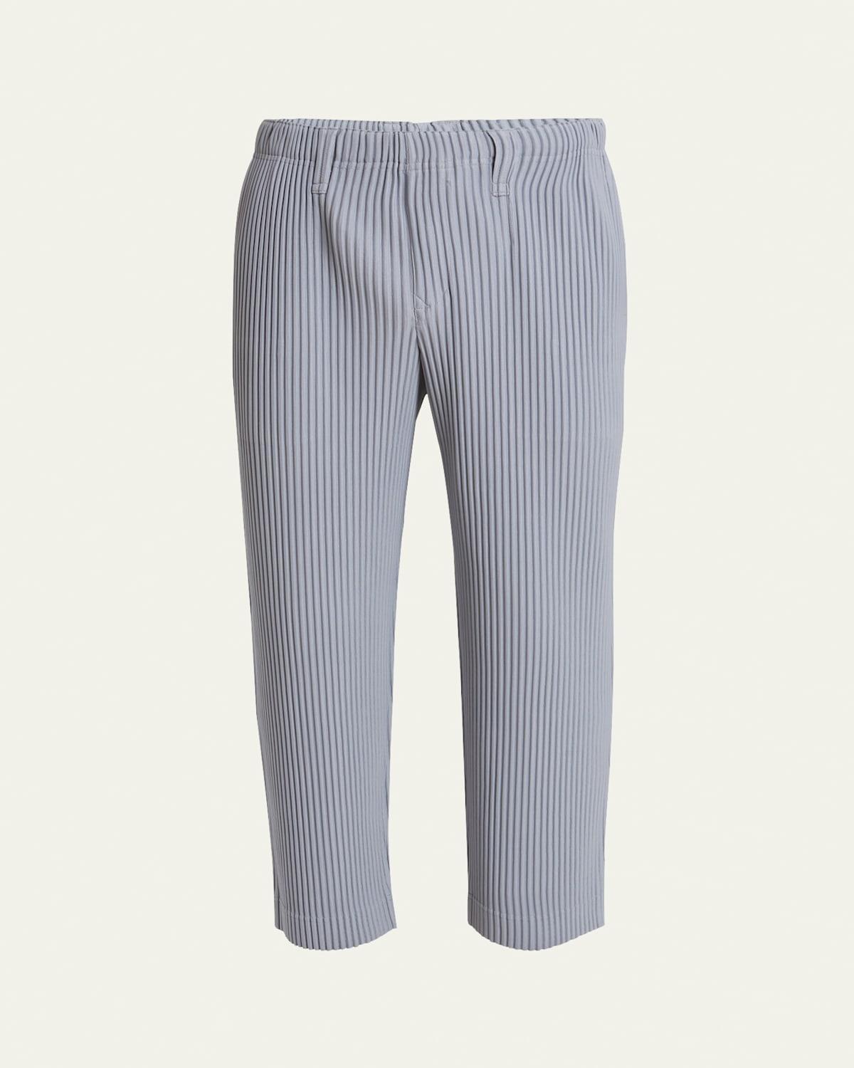 Mens Pleated Straight-Leg Trousers Product Image