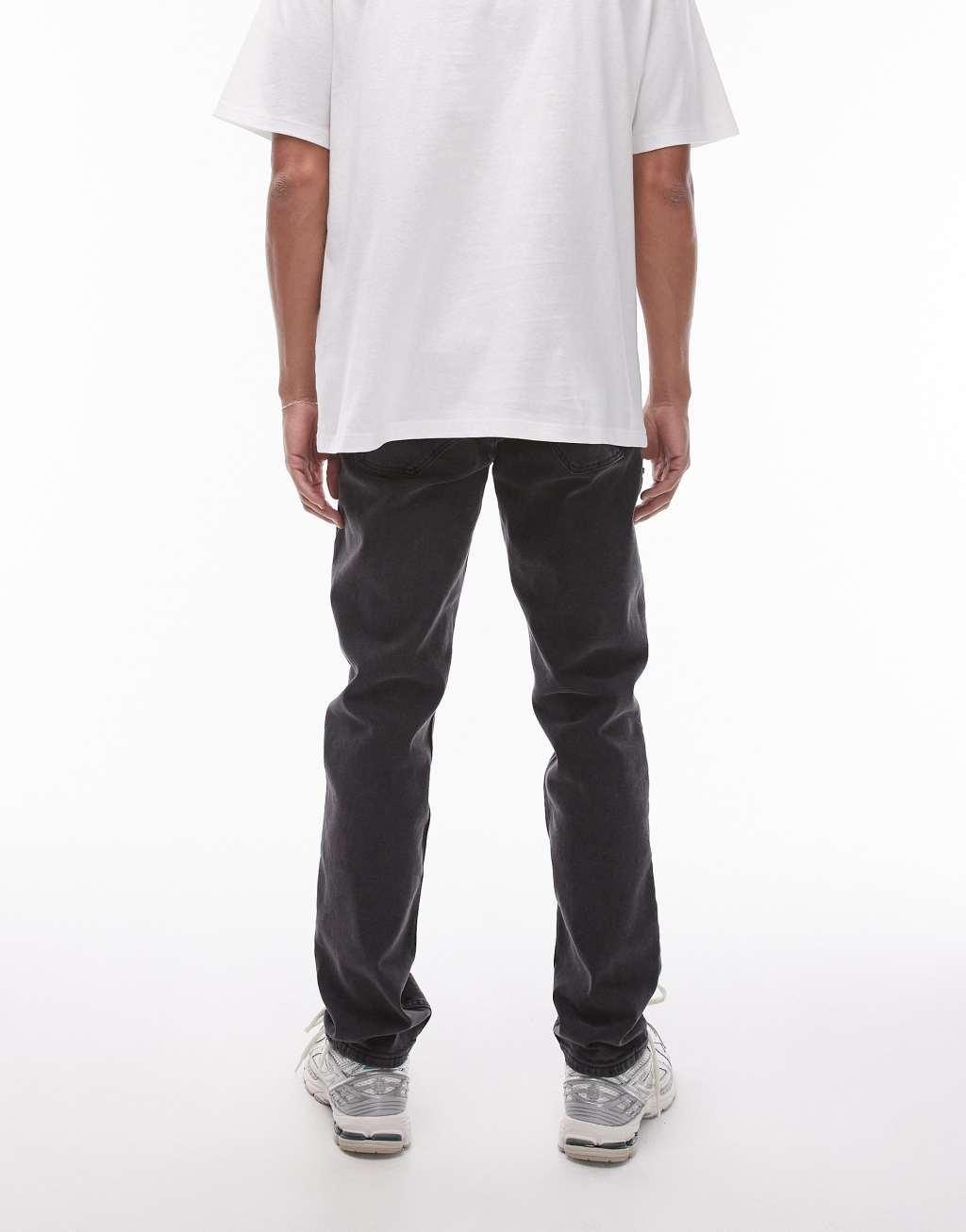 Topman slim jeans in washed black Product Image